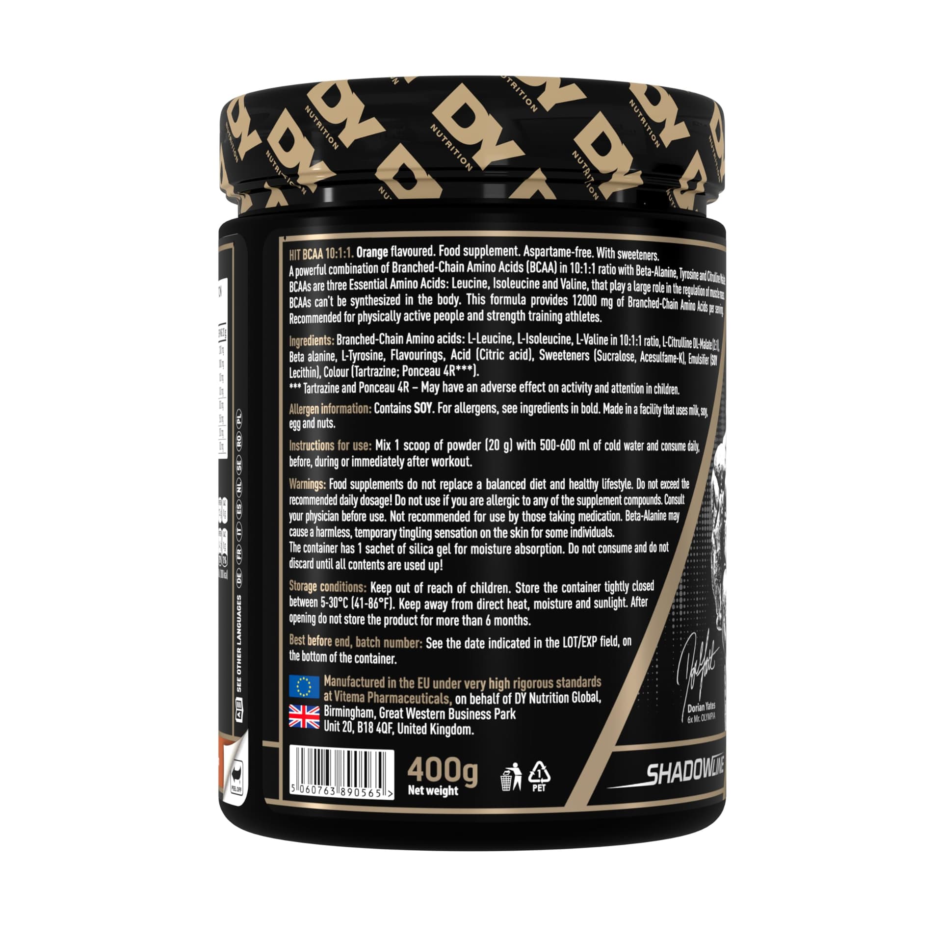 DY Nutrition Dorian Yates HIT BCAA 10:1:1, Orange - 400g – Bild 2
