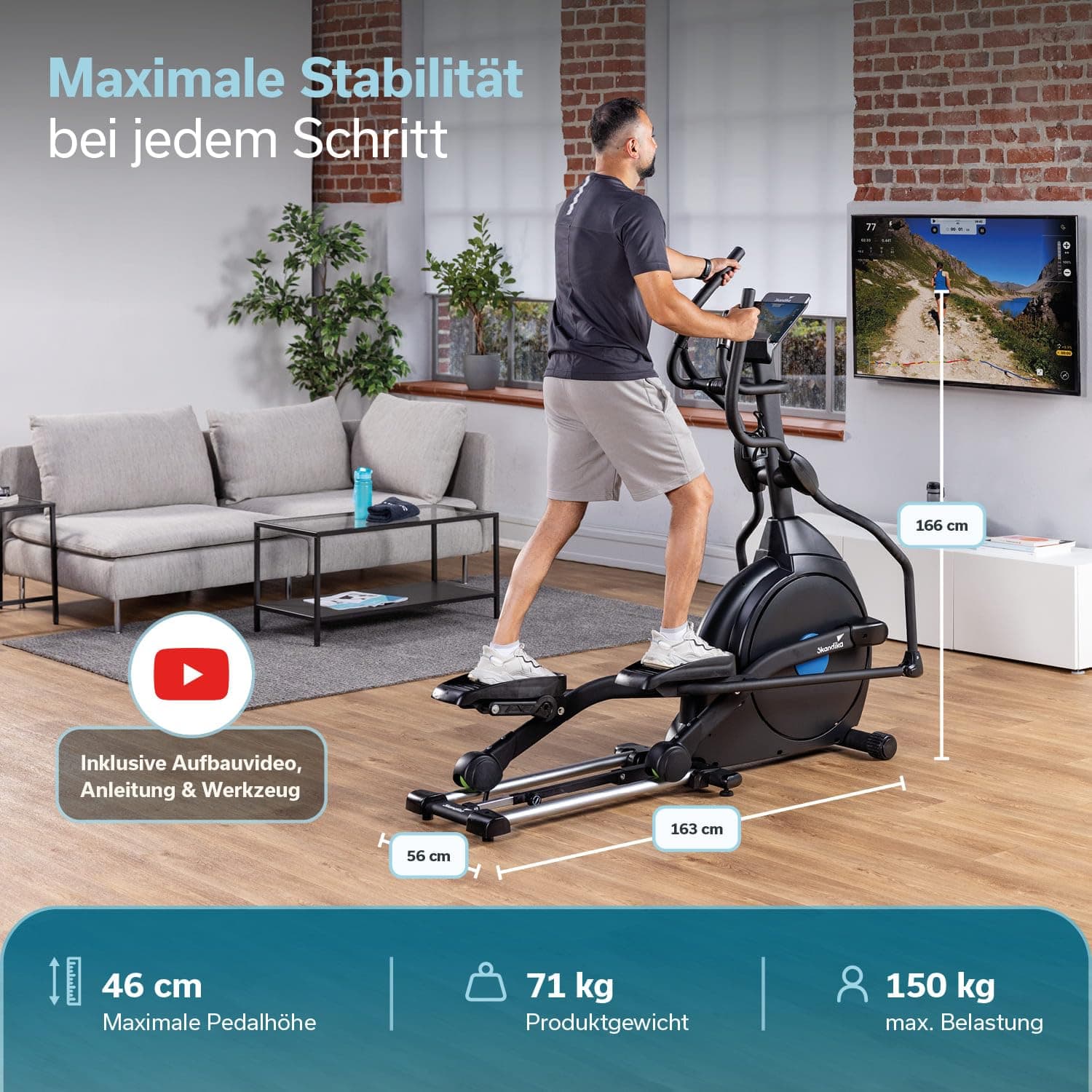 Skandika Crosstrainer für Zuhause Carbon Champ – Bild 6