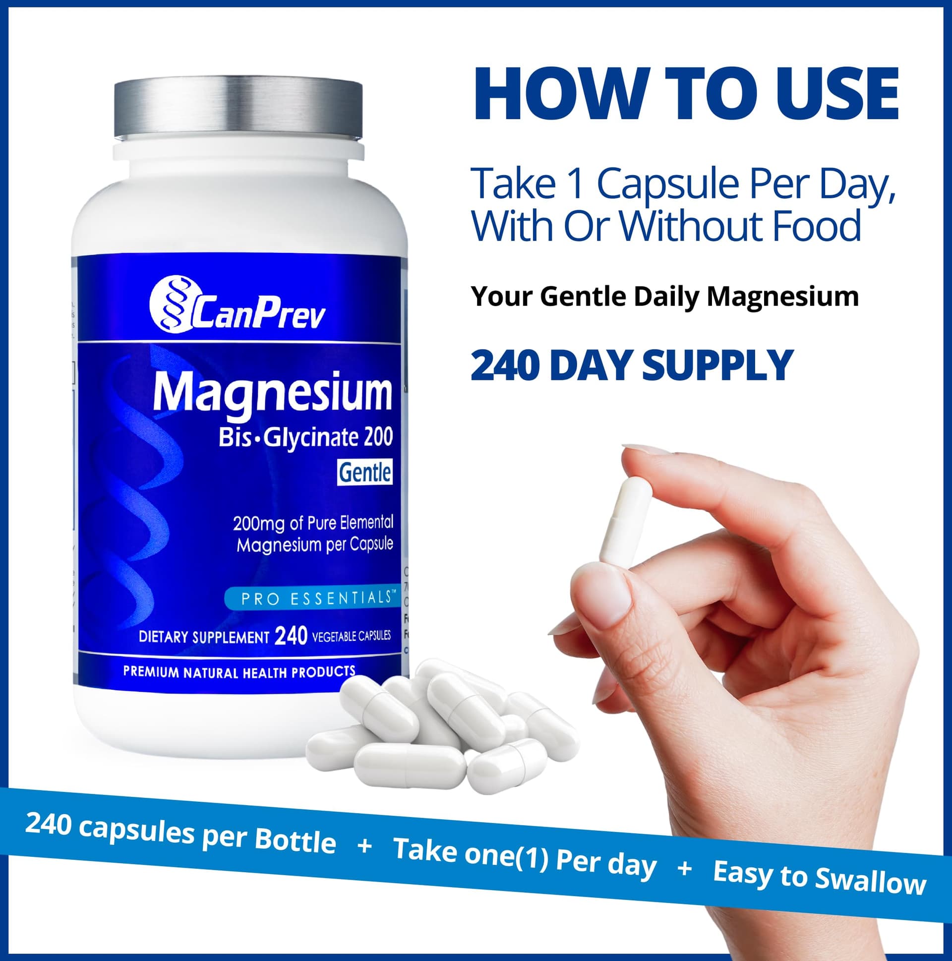 CanPrev Magnesium BisGlycinate Gentle 200mg – Bild 5