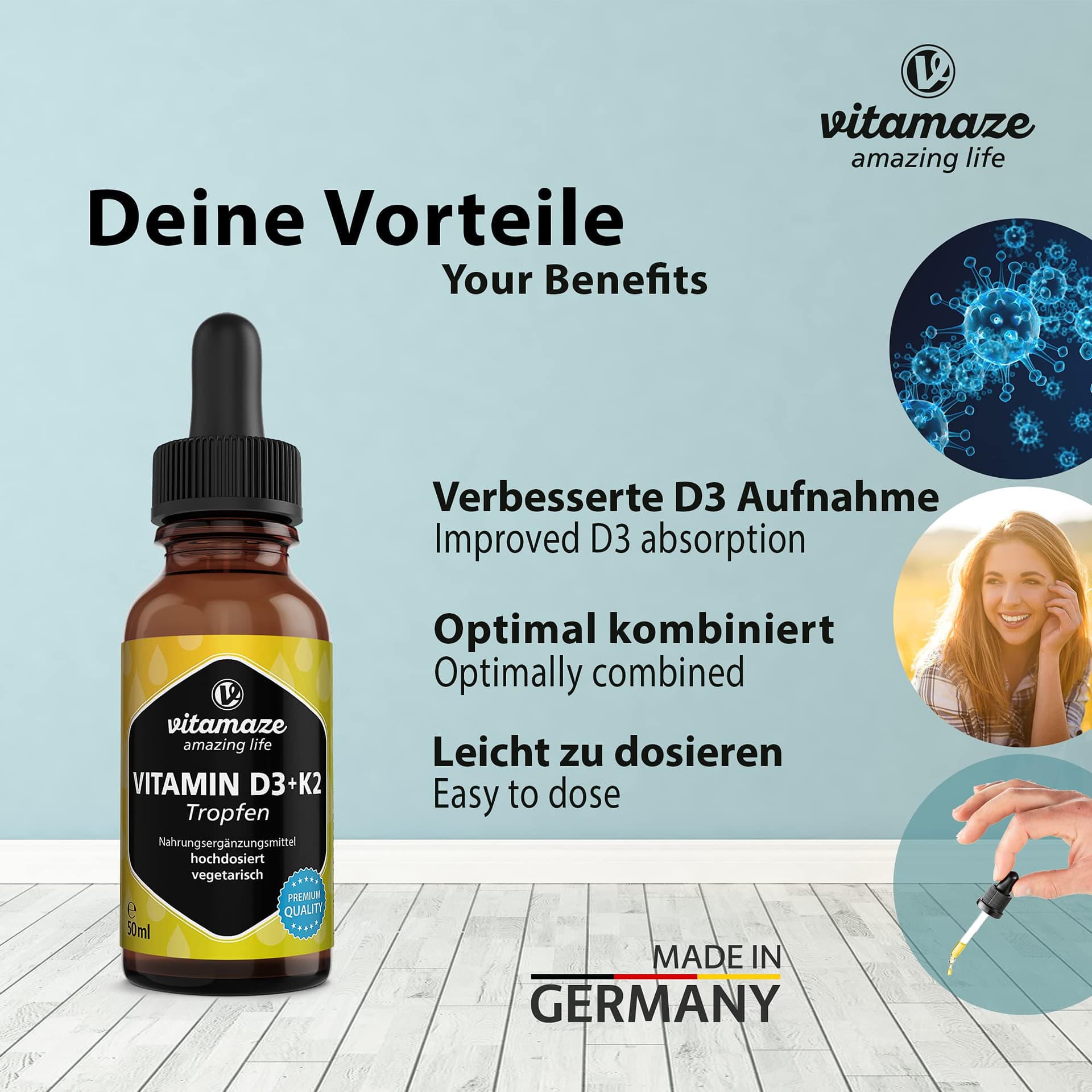 Vitamaze - amazing life Vitamine D3 K2 Gouttes – Bild 2