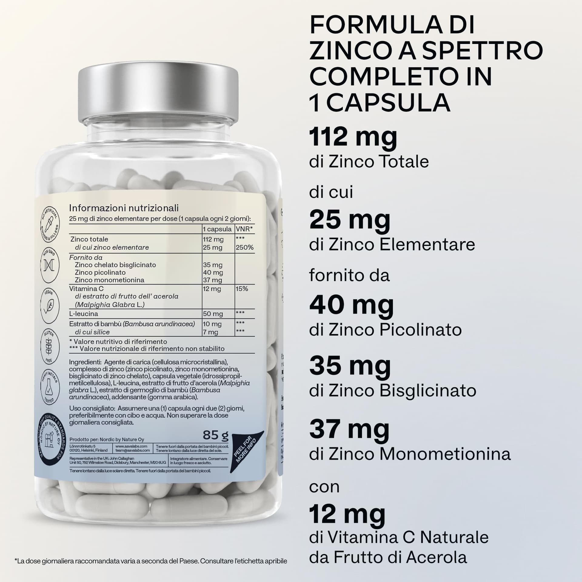 AAVALABS Zinco Integratore 25mg – Bild 5