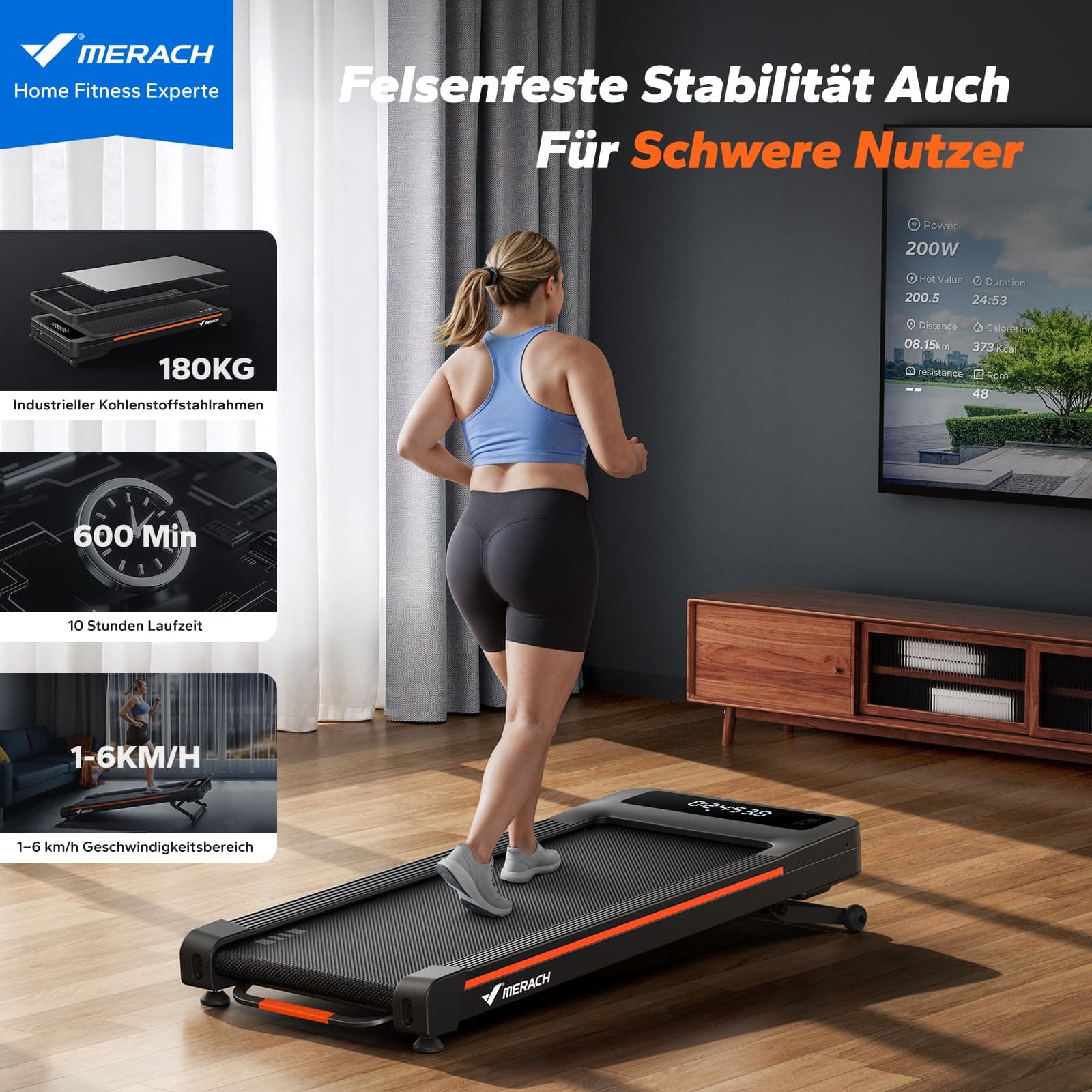 MERACH Walking Pad, Laufband Für Zuhause mit 12% Automatischer Steigung, Max 180KG – Bild 2