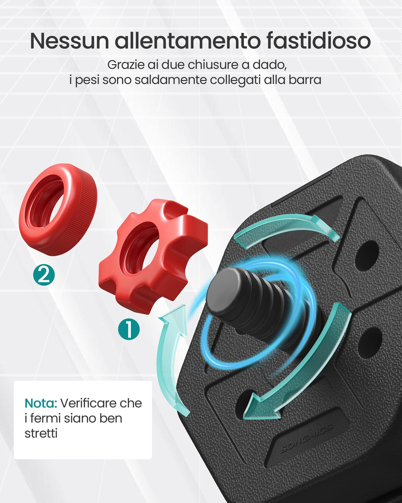 SONGMICS Set d’Haltères, Haltères avec Barre de Connexion, Hexagonales, 30 kg – Bild 5