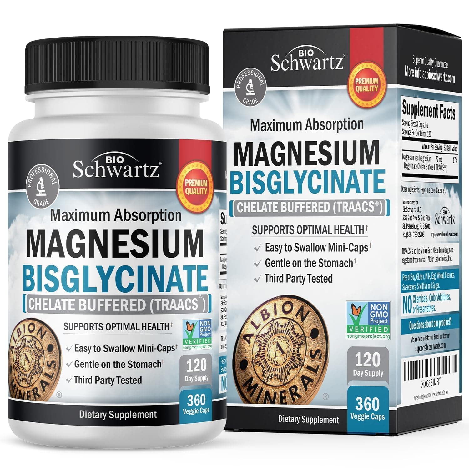 BioSchwartz Magnesium Bisglycinate Chelated Supplement