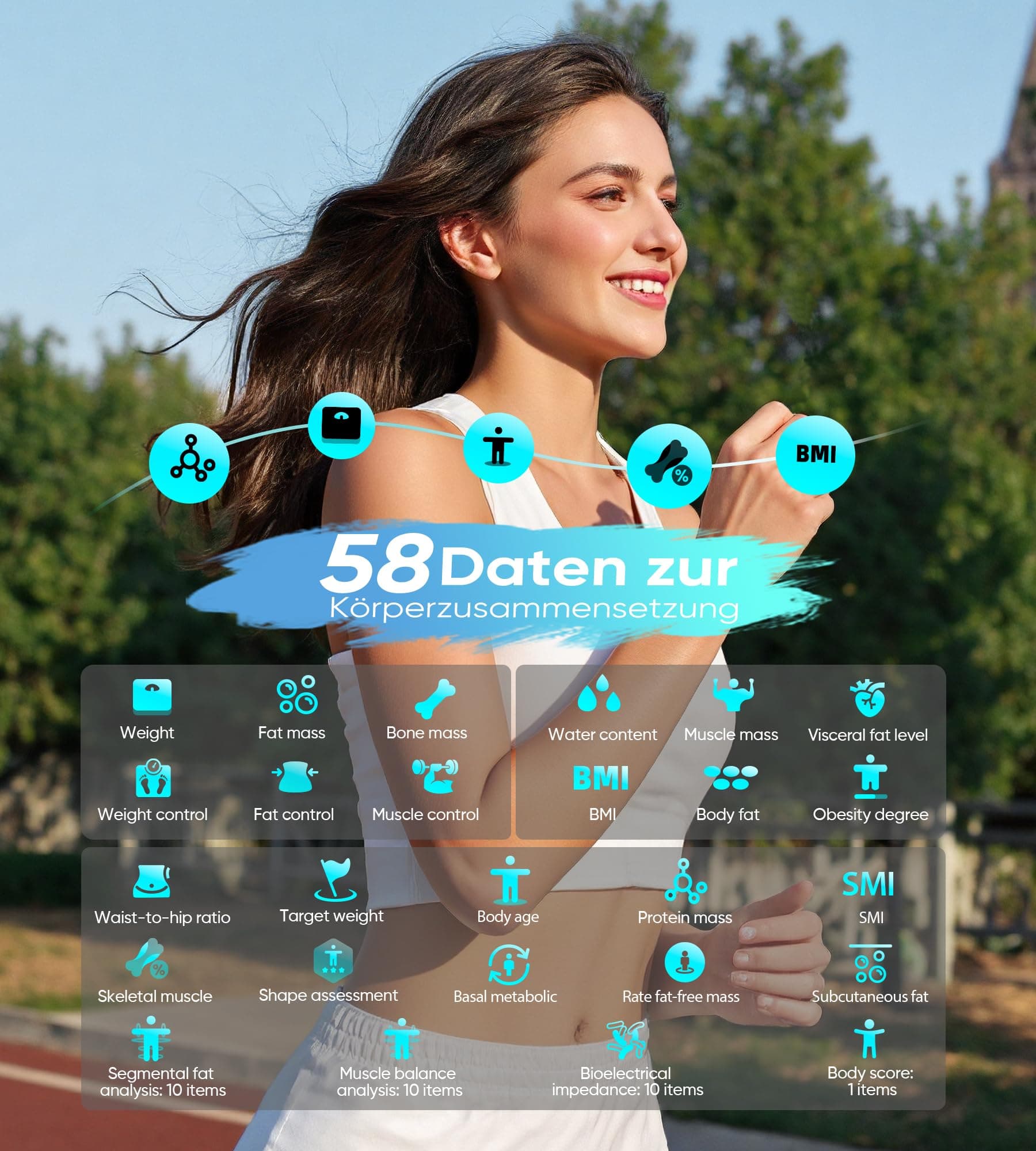 JEETIF Körperfettwaage mit 8 Elektroden – Bild 2