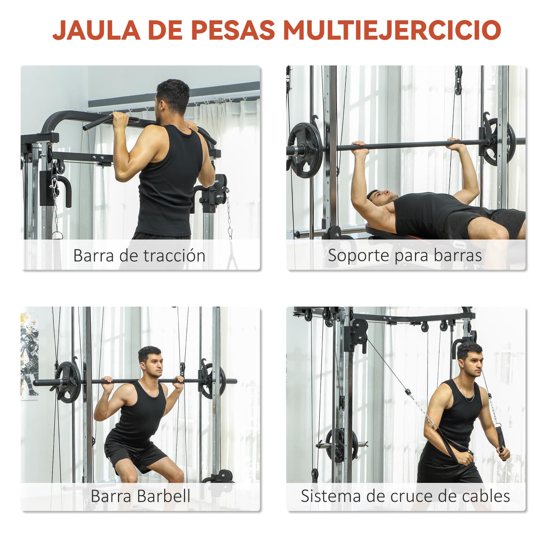 SPORTNOW Smith Machine Multiestación de Musculación Máquina – Bild 3