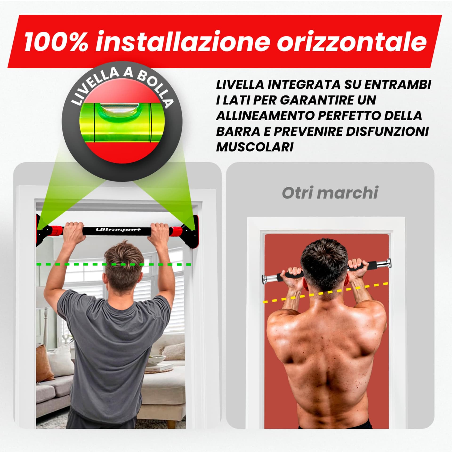 Ultrasport Barra per trazioni, telaio della porta da appendere senza forare fino a 200 kg – Bild 6