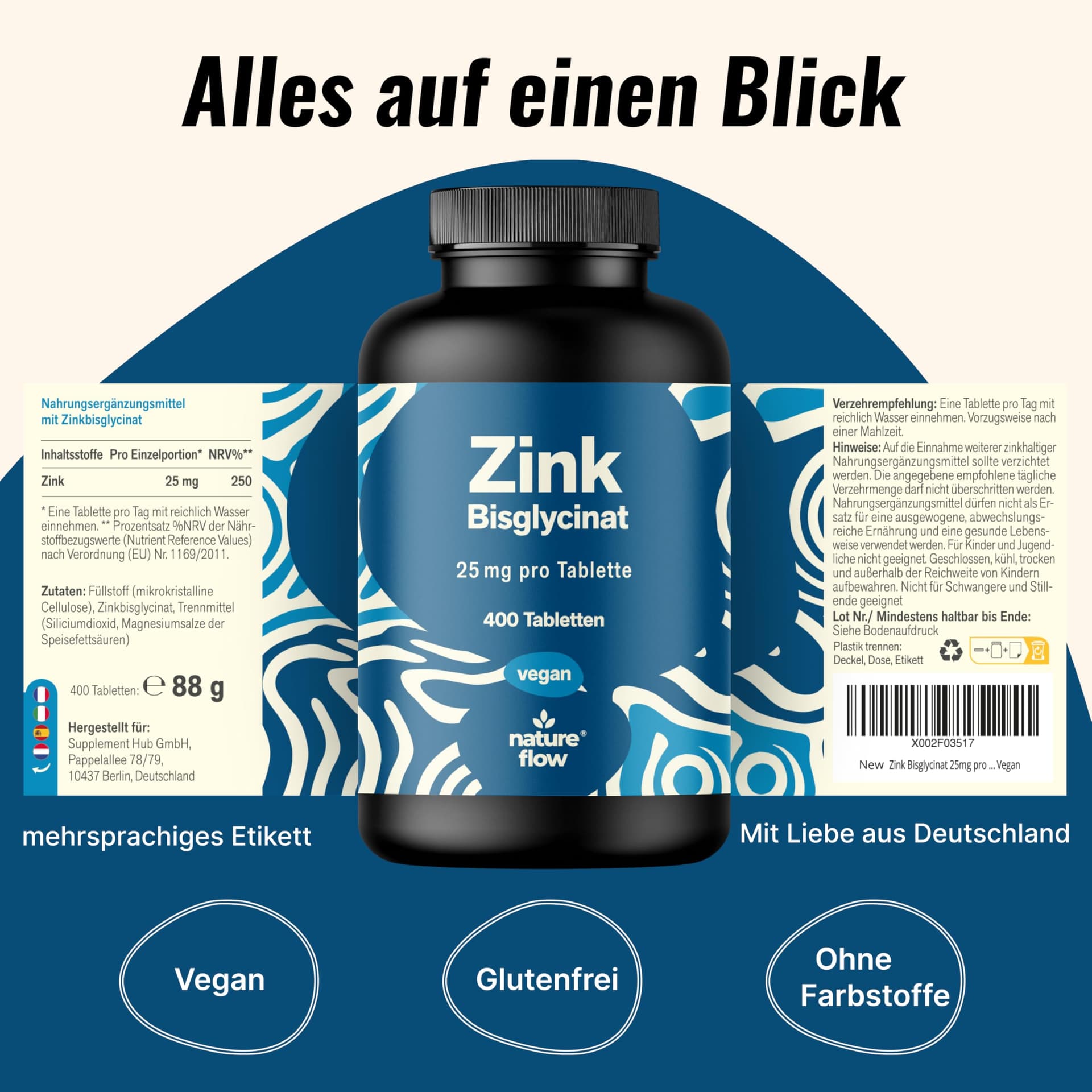 Nature Flow Zink Tabletten hochdosiert 25mg - 400 Tabletten – Bild 5