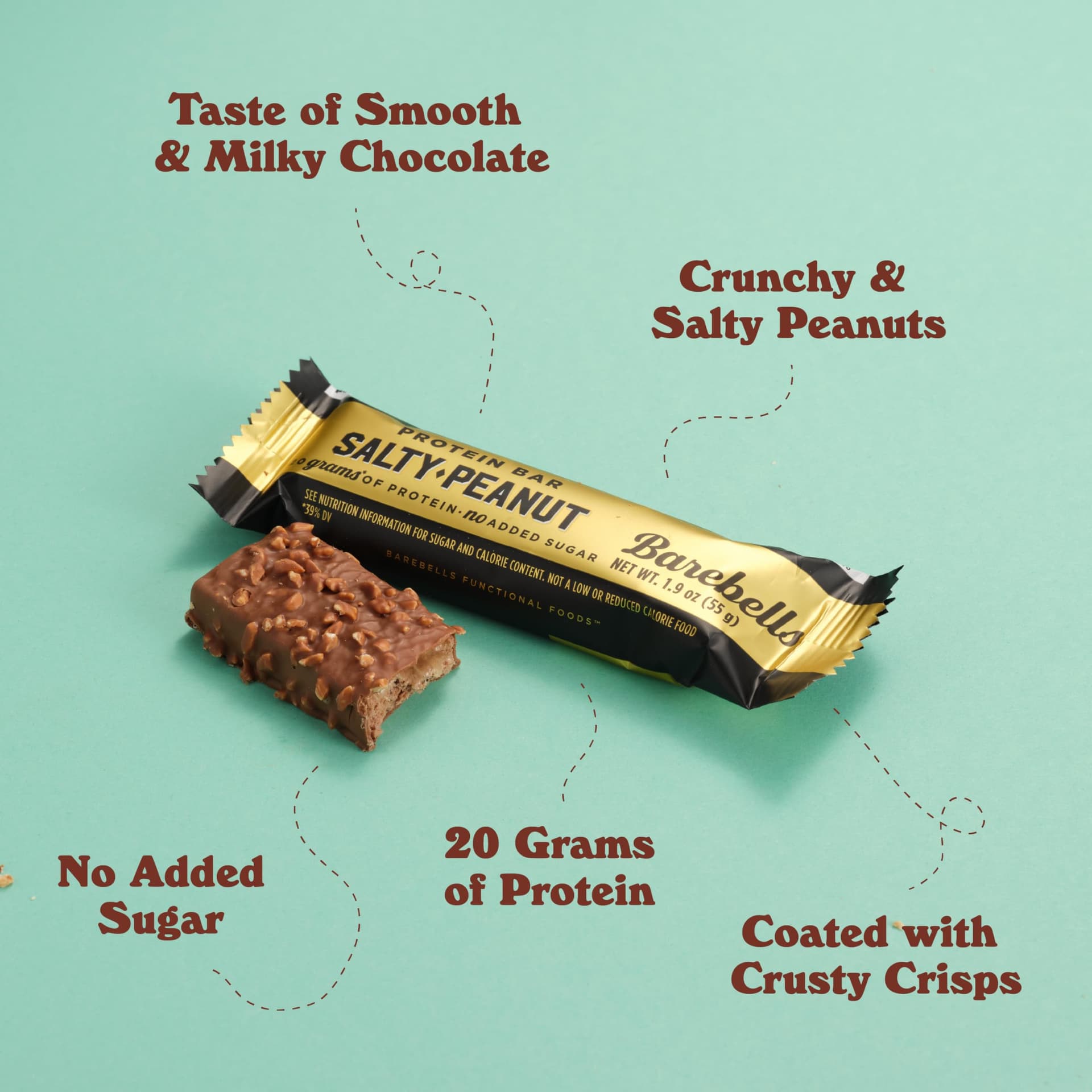 BAREBELLS Protein Bars Salty Peanut - 12 Count, 20g – Bild 4