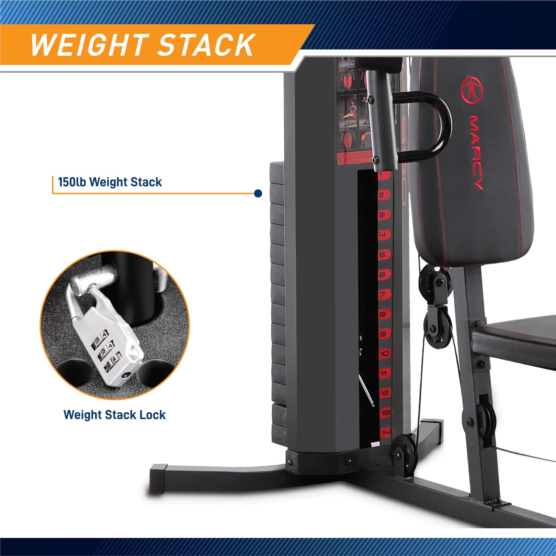 MARCY 150-lb Multifunctional Home Gym Station for Total – Bild 3
