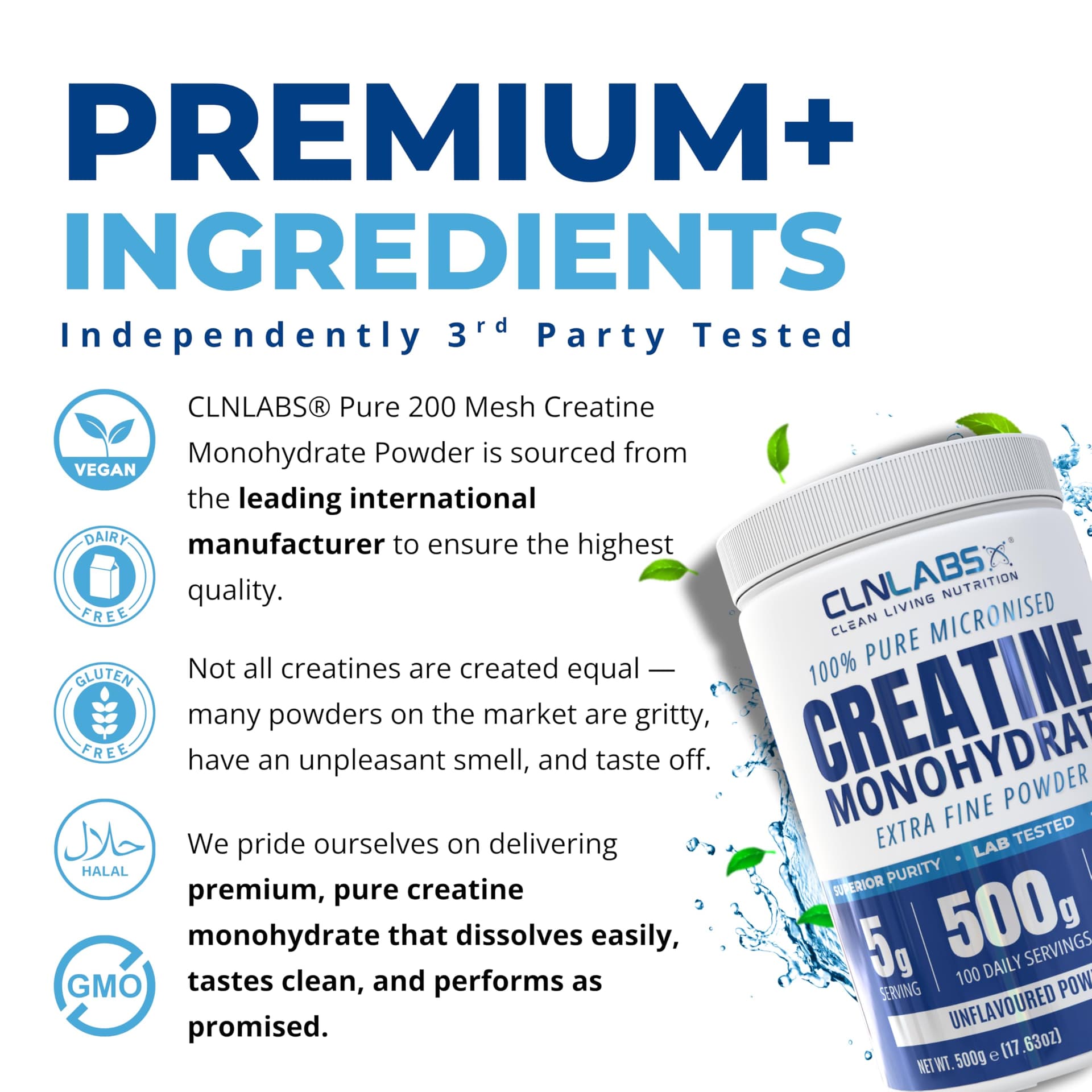 CLN Labs Creatine Monohydrate Powder - 500g – Bild 3