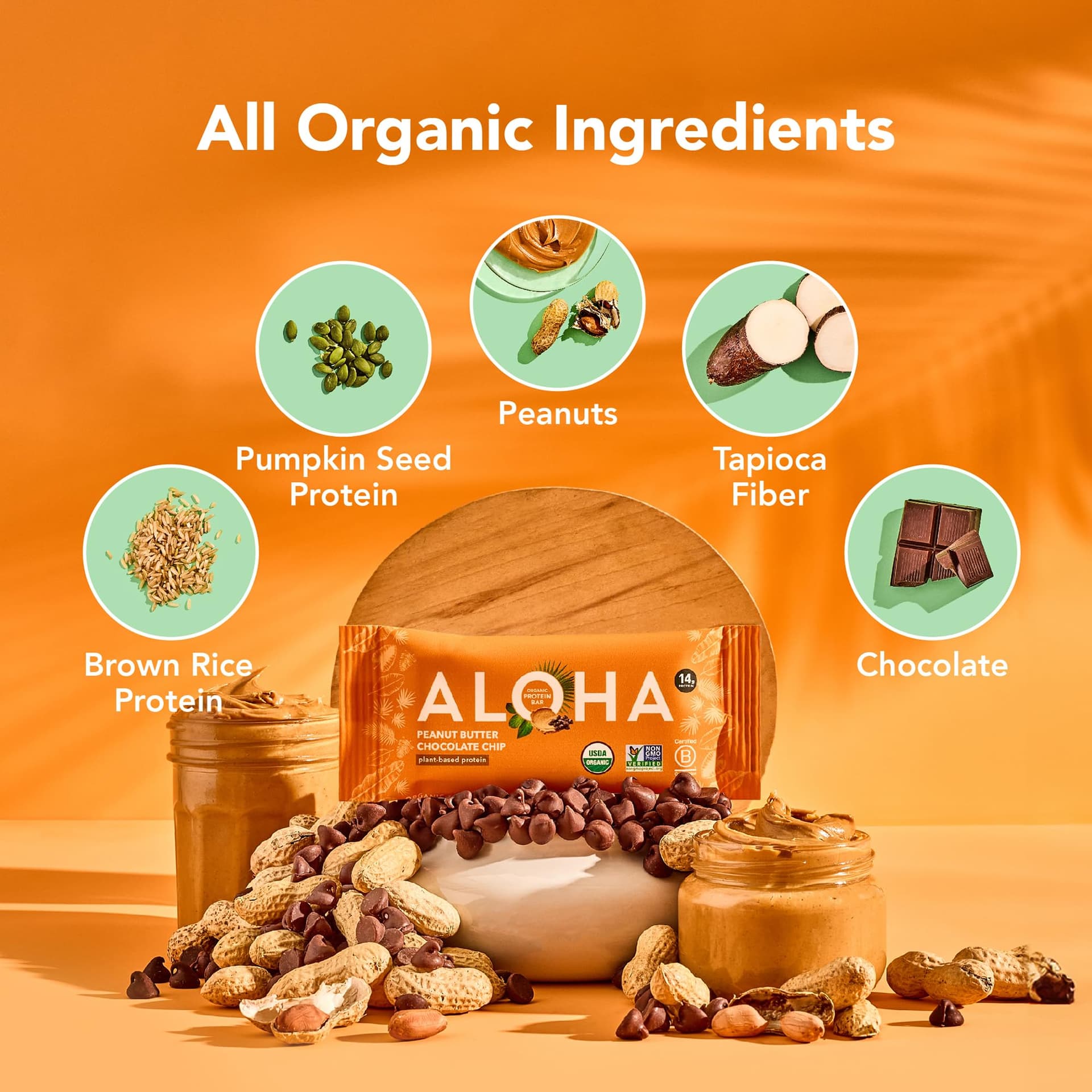 ALOHA Organic Plant Based Protein Bars |Peanut Butter Chocolate Chip | 1.98 Oz – Bild 2