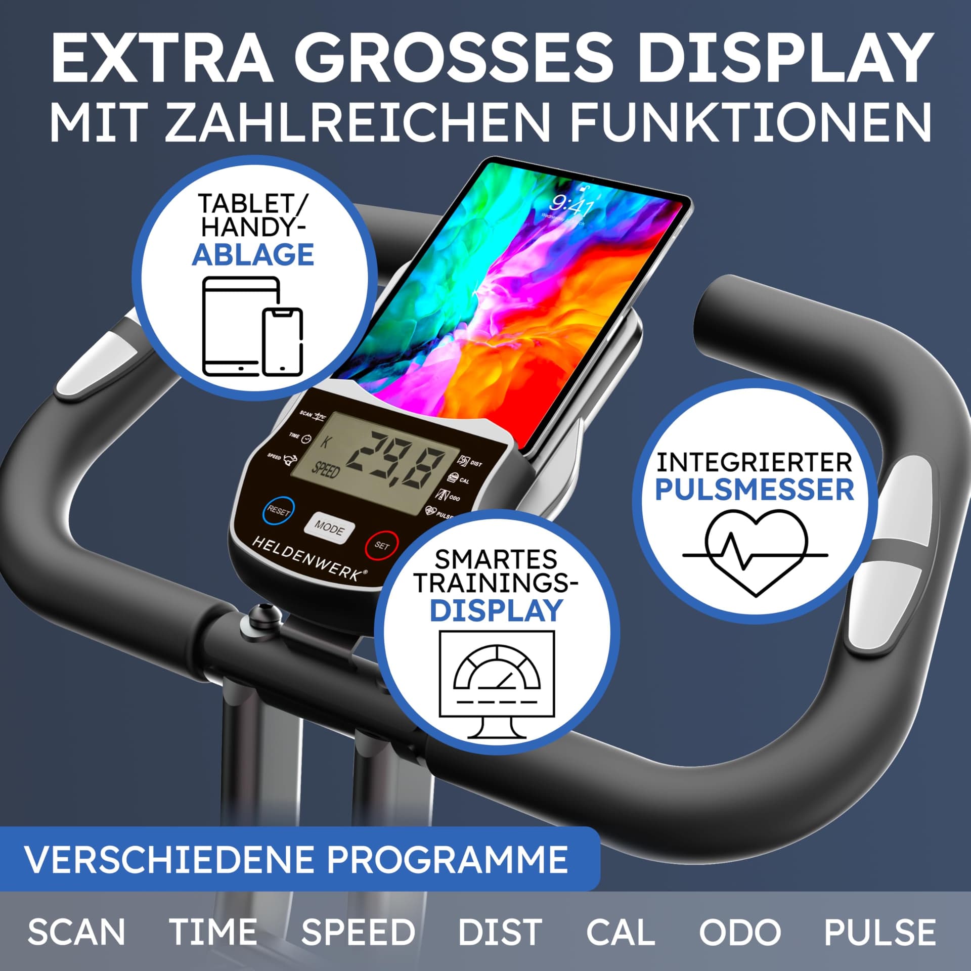 HELDENWERK Heimtrainer fahrrad Klappbar Set-extra bequem & leise- [FlexiFoam] bis 150KG – Bild 6