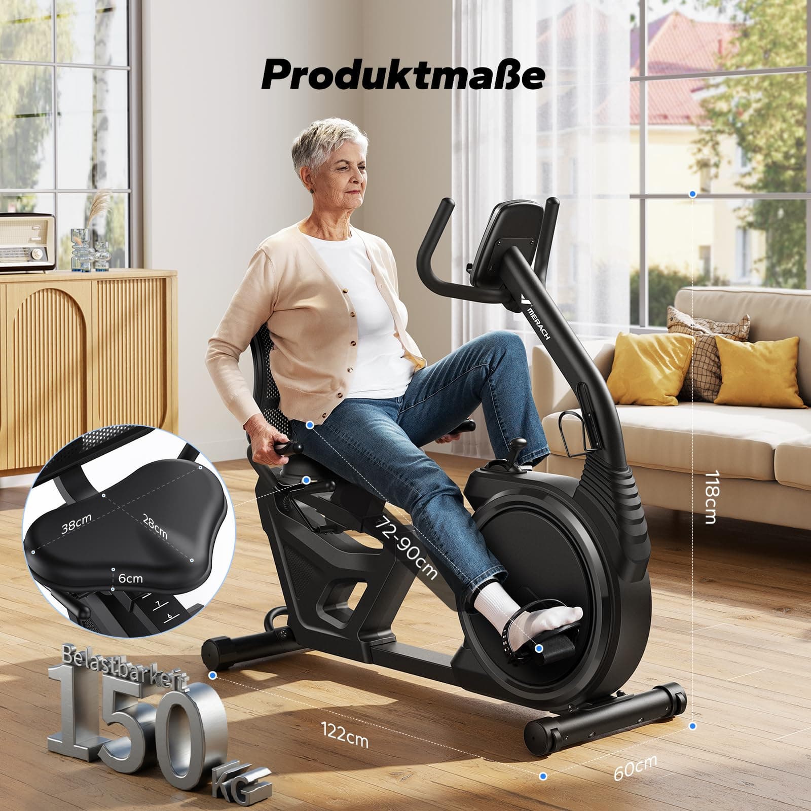 MERACH Liegeergometer für Zuhause mit 8 verstellbaren – Bild 7