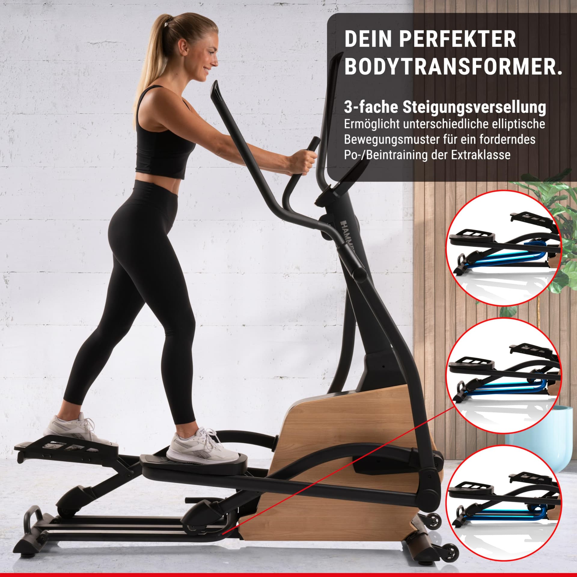 HAMMER Ellipsentrainer CrossPace 5.0 NorsK, 3-fache Steigung, 24 Programme, 20 kg – Bild 5