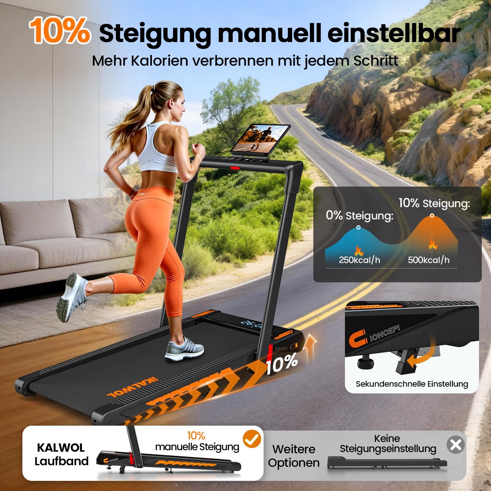KALWOL Laufband für Zuhause mit Bluetooth Lautsprecher – Bild 4