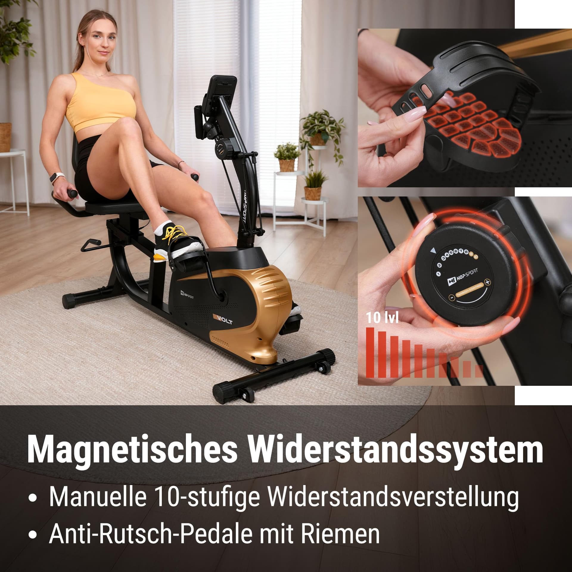 HS HOP-SPORT Hop-Sport Liegeergometer für zu Hause HS-045L – Bild 3