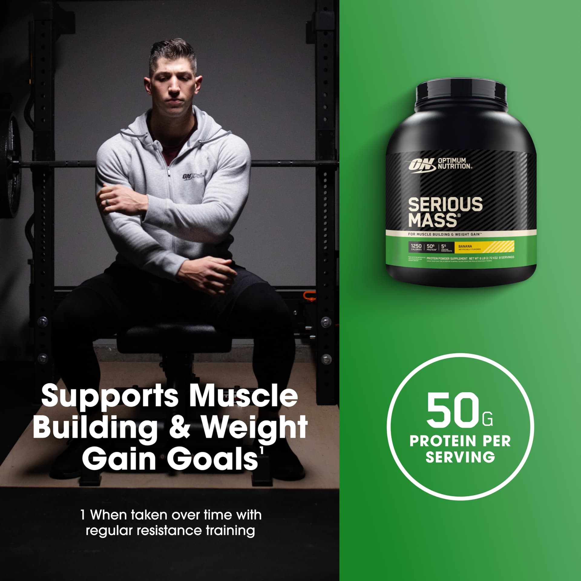 Optimum Nutrition Serious Mass Weight Gainer Pulver, Geschmack Banane, 2.73kg – Bild 4