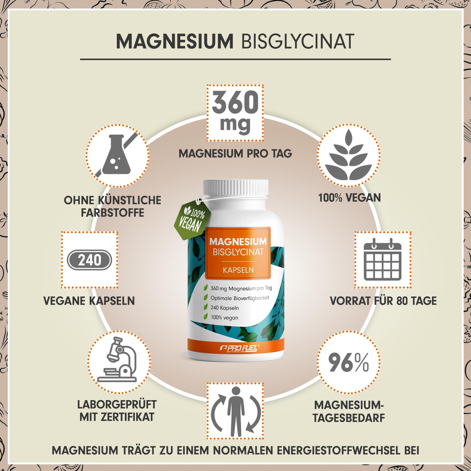 ProFuel Magnesium Bisglycinat Kapseln 240x – Bild 2