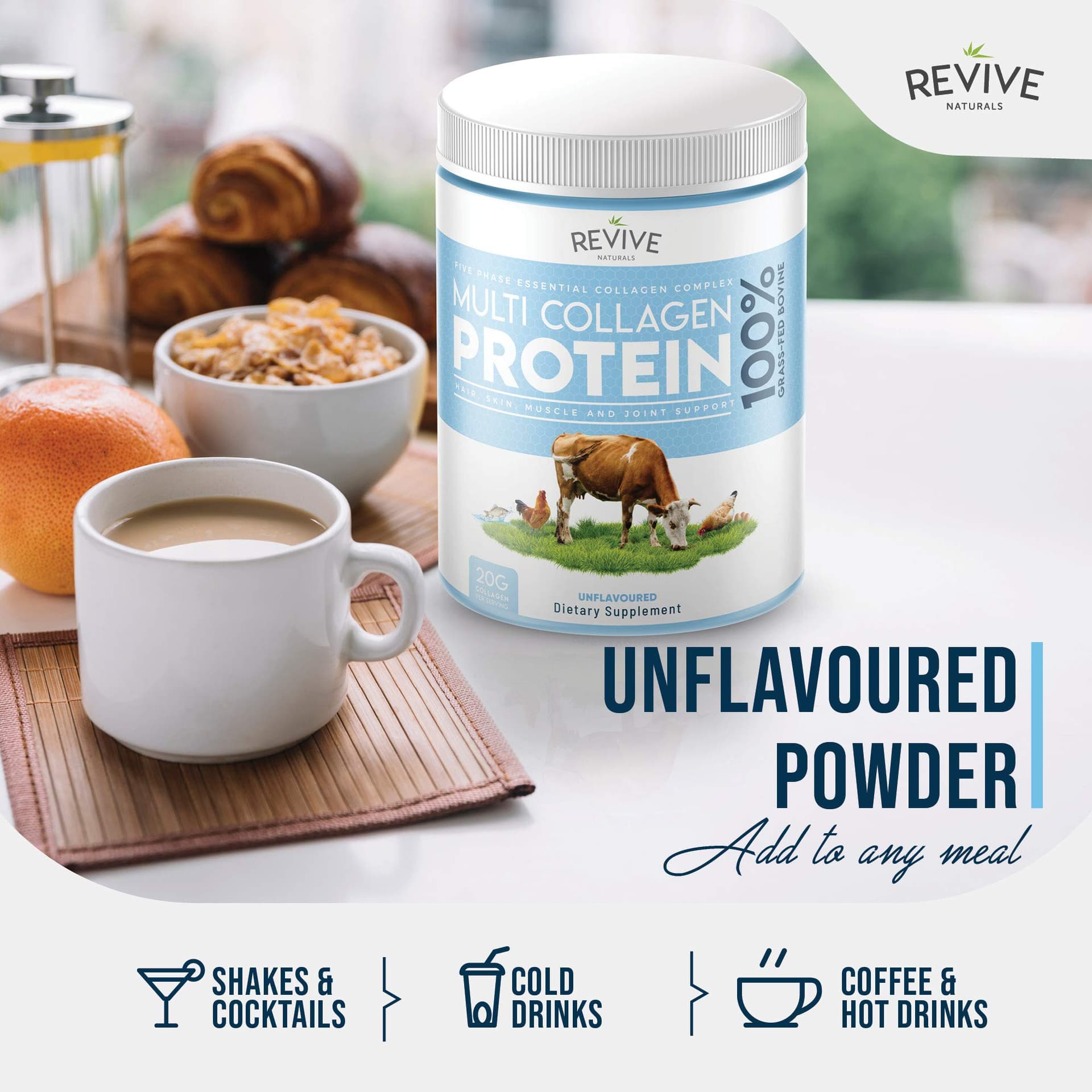 Revive Naturals Multi Collagen Peptides Protein Powder - 454g – Bild 6