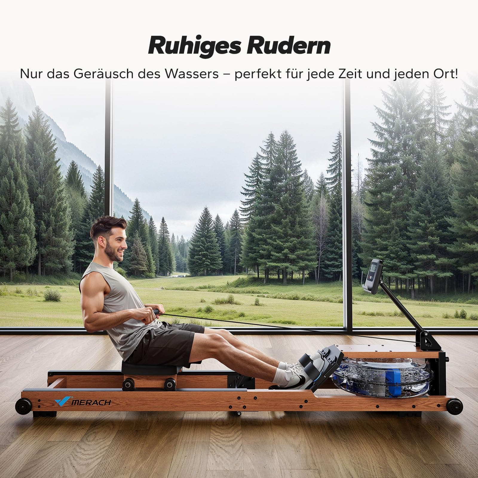 MERACH Wasser Rudergerät Holz Klappbar – Bild 5