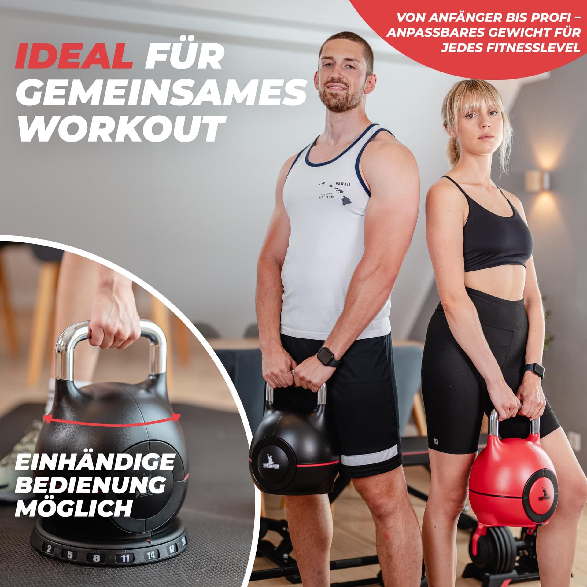 SPORTSCHMIEDE Kettlebell [Verstellbar] 2-20 kg – Bild 3