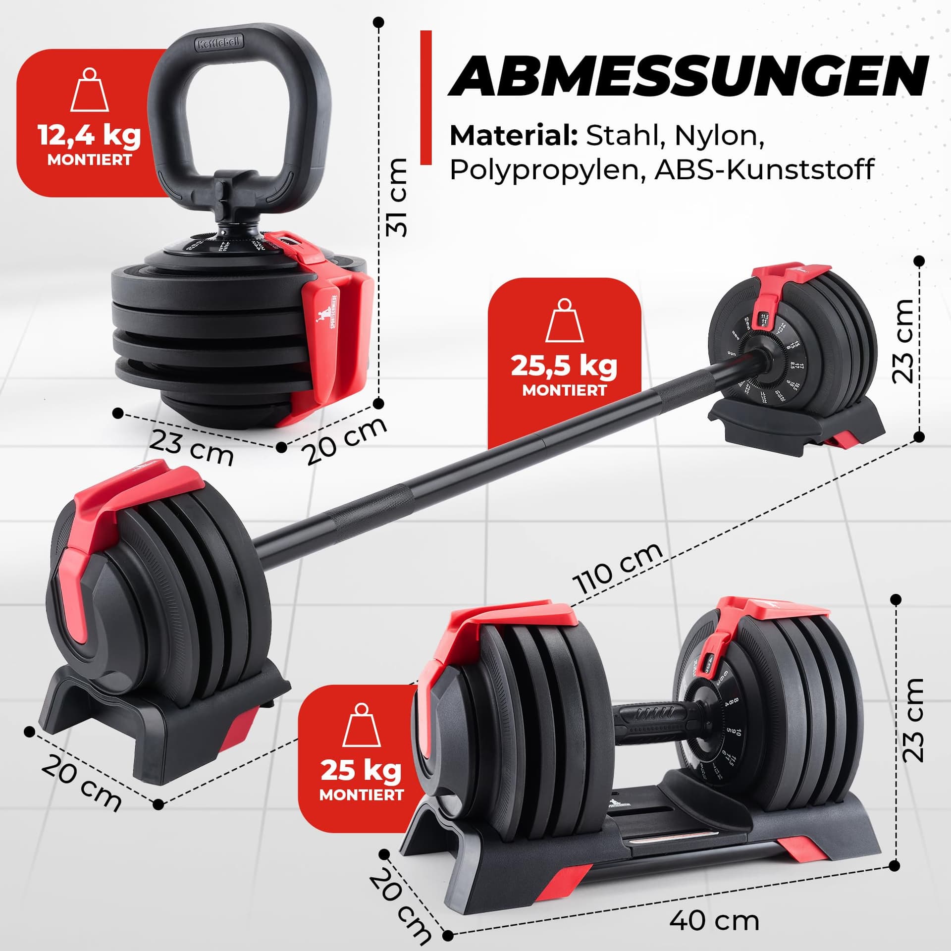 SPORTSCHMIEDE Hanteln Set 3-24kg – Bild 6