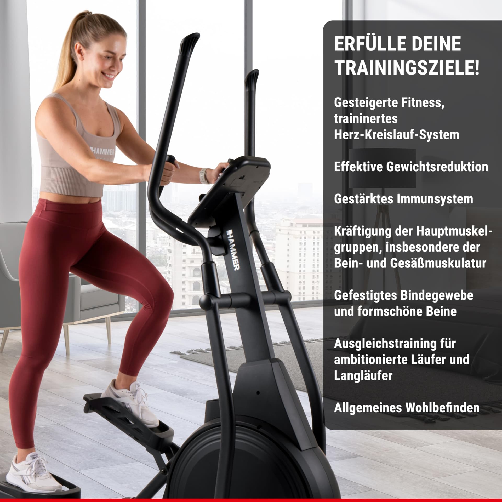 HAMMER Ellipsentrainer ELLYPSIS E3500 - Nackenschonende Bewegungsergonomie, 20 kg – Bild 6