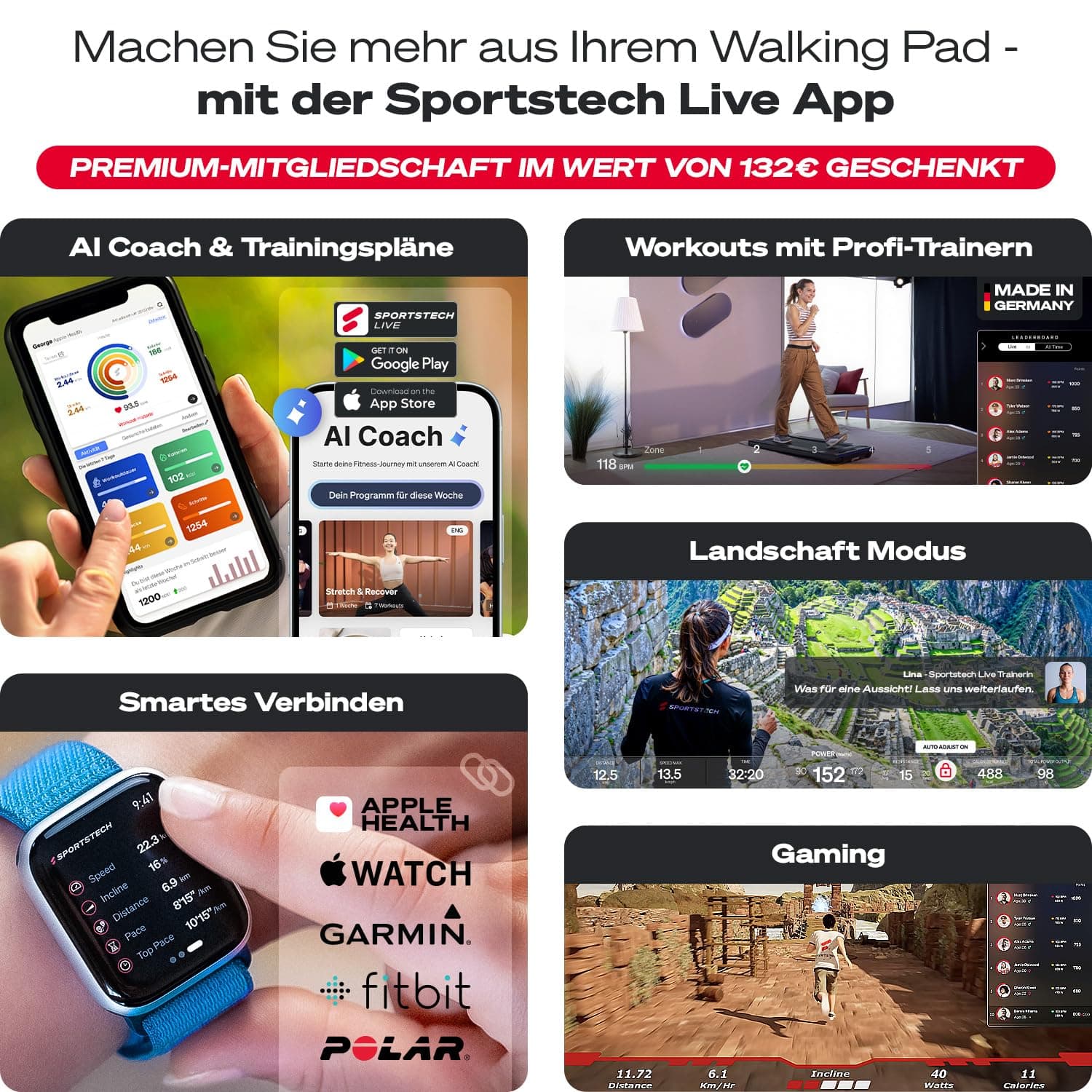 Sportstech sWalk Walking Pad Laufband mit LED – Bild 5