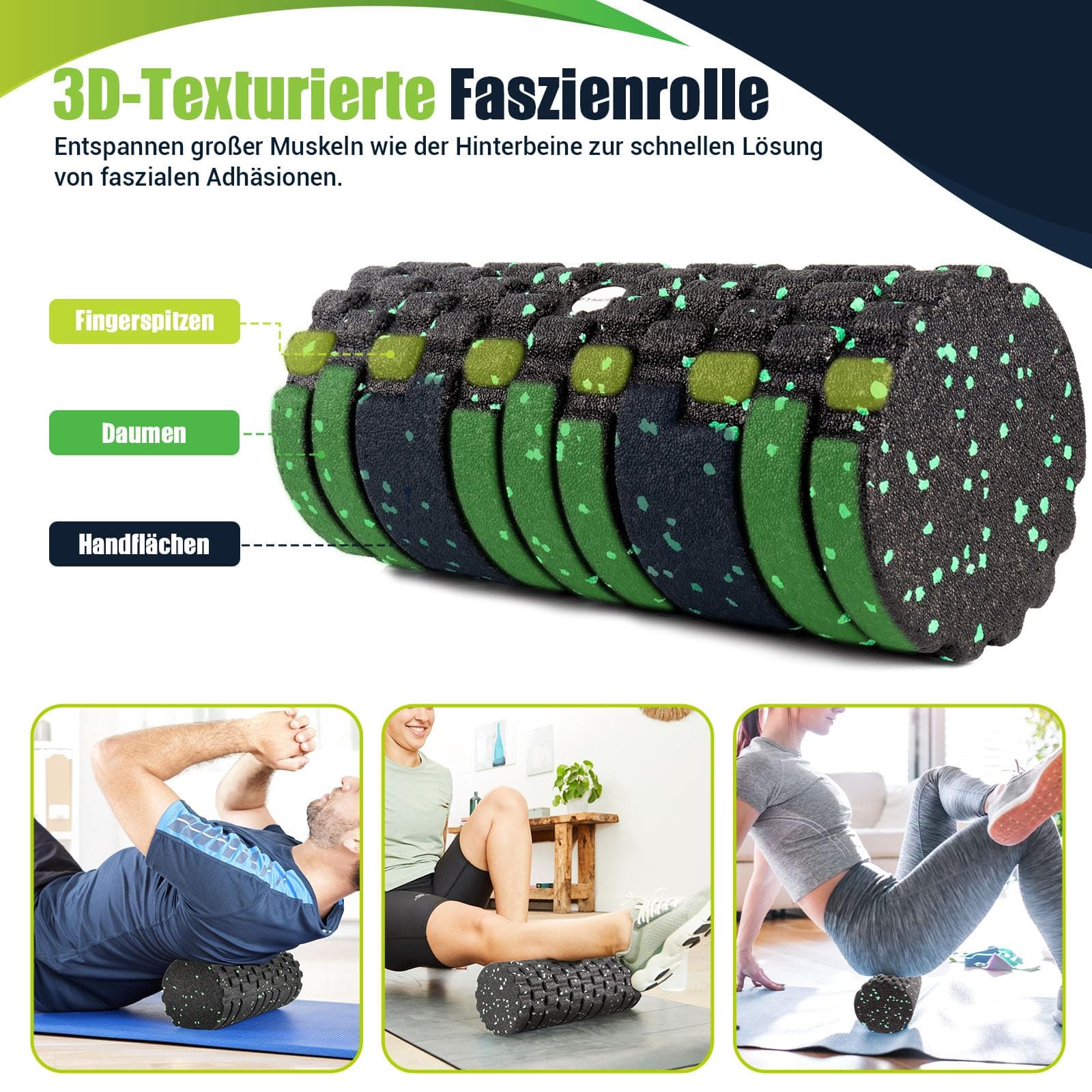 Faszienrolle Set mit 3D-Texturmassage – Bild 3