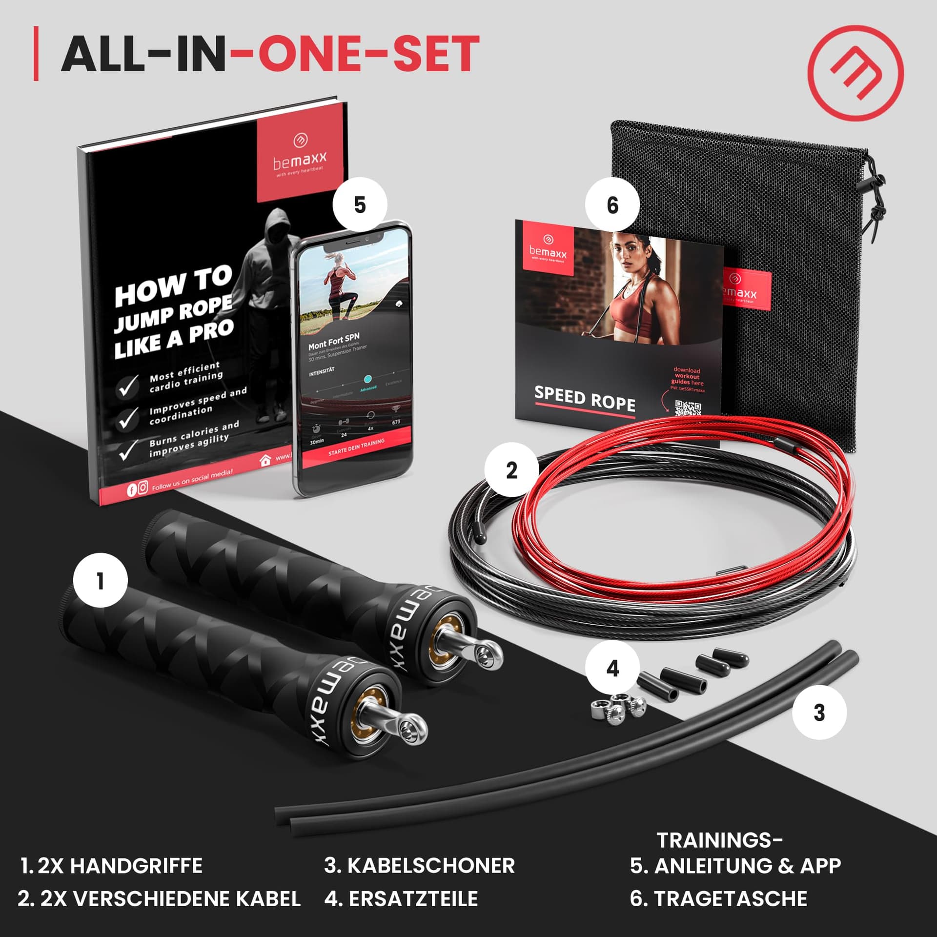 BeMaxx Springseil Speed Rope mit Trainings-eBook + Ersatzkabel: 2 – Bild 2