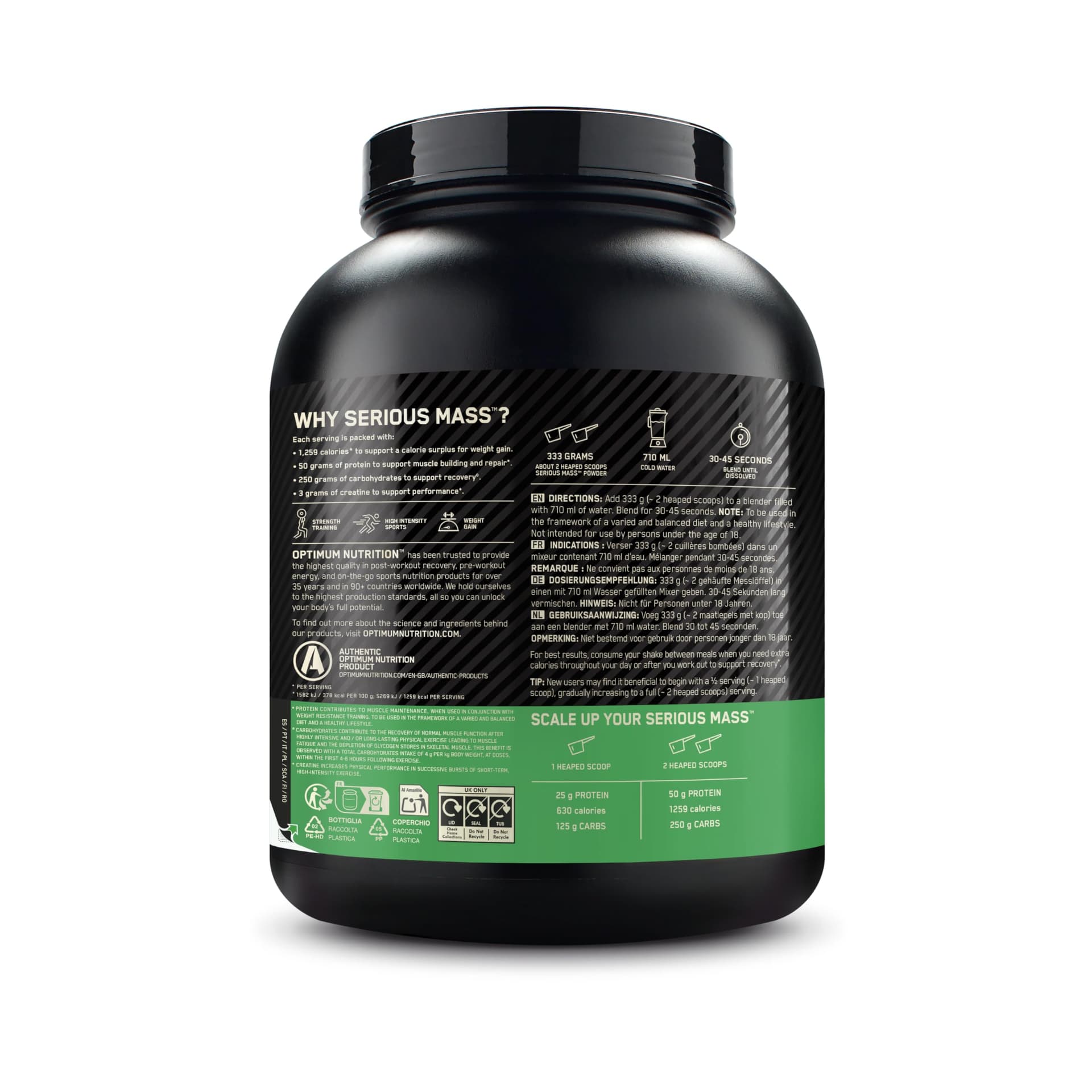 Optimum Nutrition Serious Mass 2025 Weight Gainer Pulver, Geschmack Vanille, 2.66kg – Bild 2