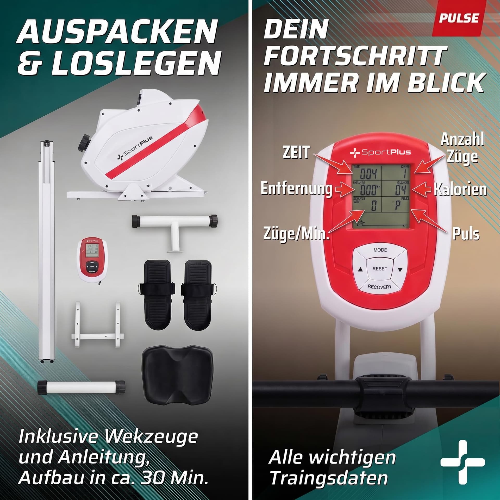 SportPlus Rudergerät für zuhause klappbar – Bild 6