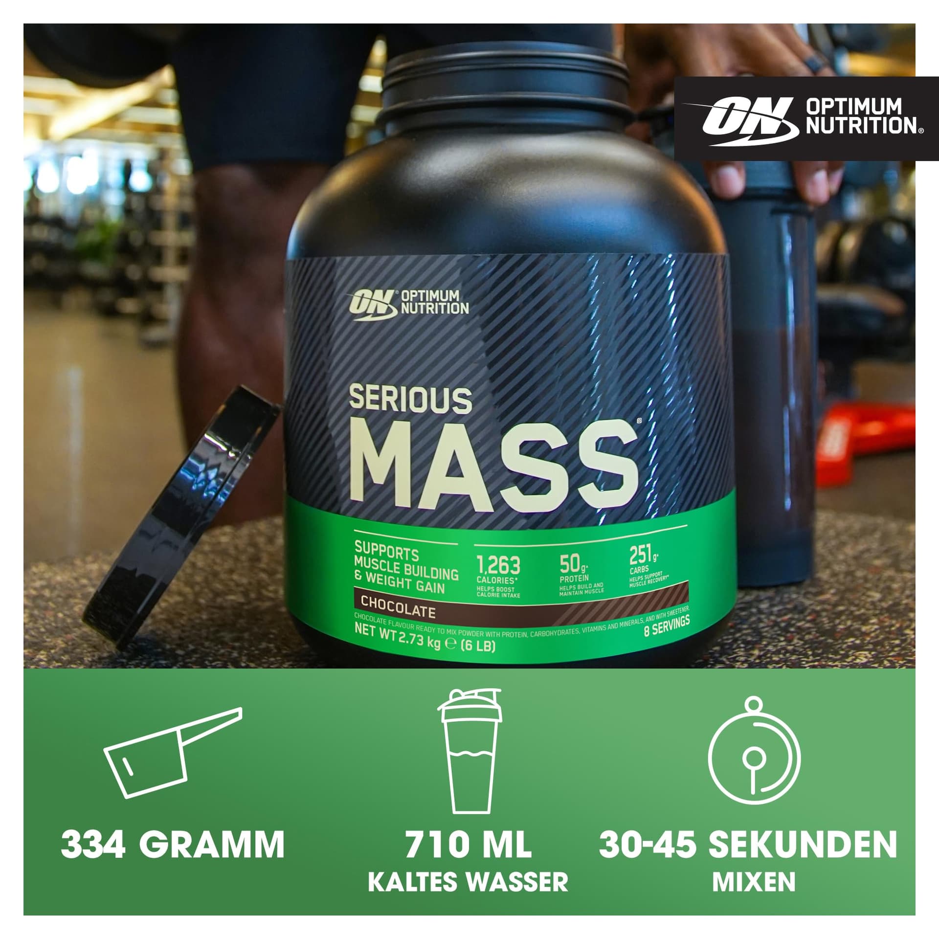 Optimum Nutrition Serious Mass 2025 Weight Gainer Pulver, Geschmack Schokolade, 2.66kg – Bild 4