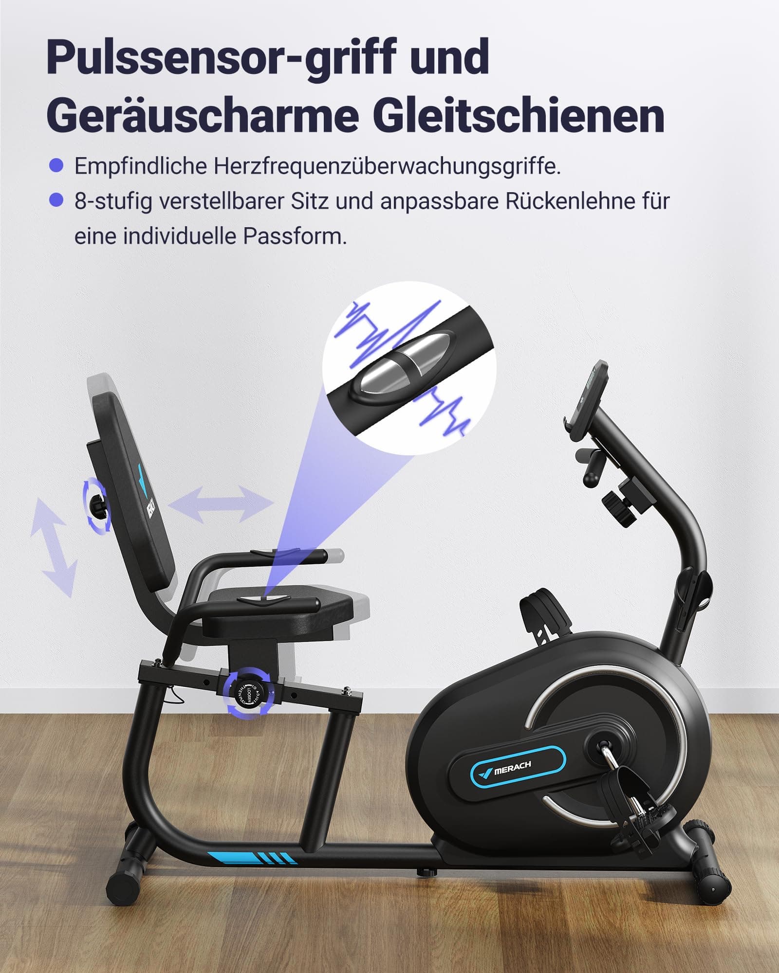 MERACH Liegeergometer für Zuhause mit 8 verstellbaren – Bild 4