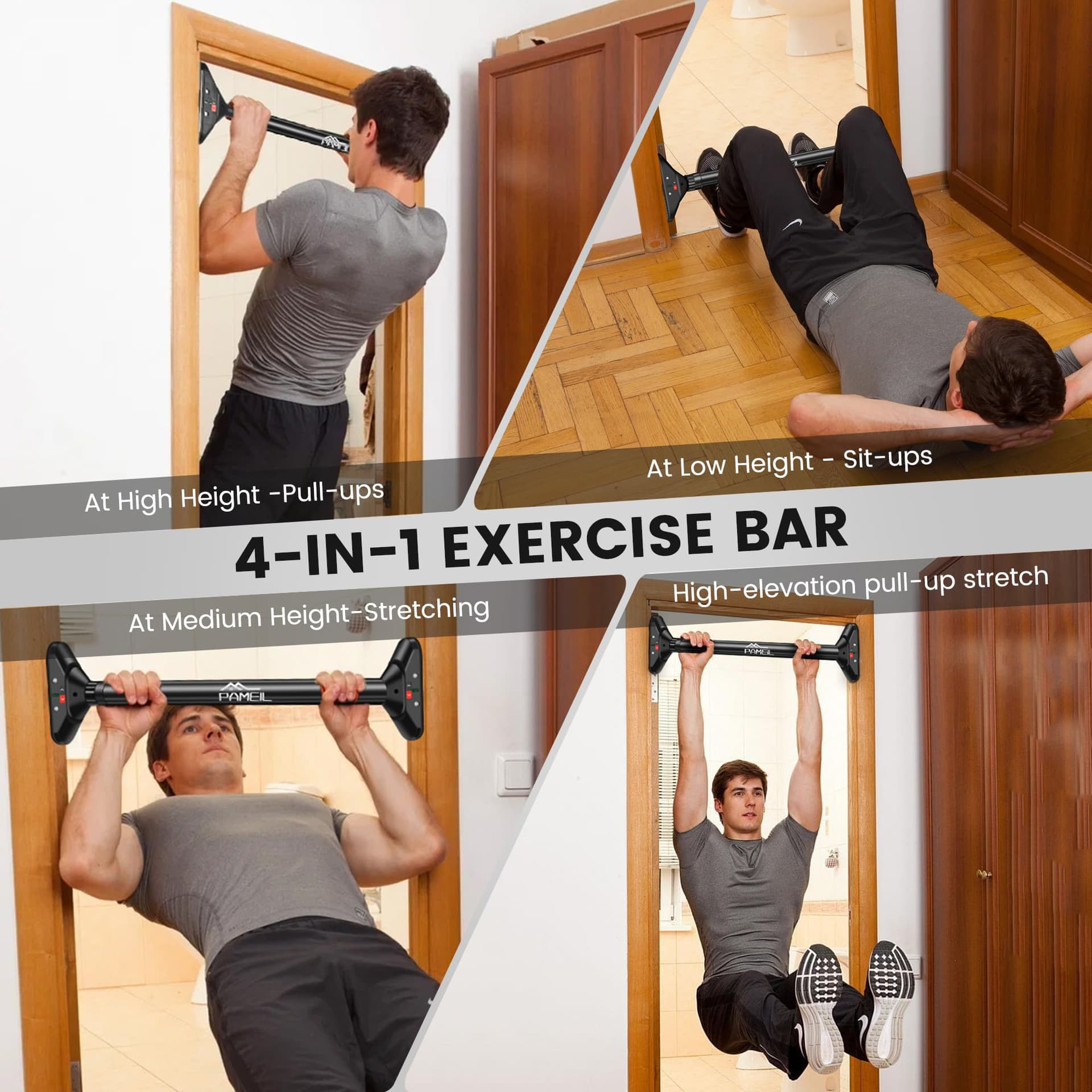 Pameil Klimmzugstange Türrahmen, Pull Up Bar Tragkraft bis 200 Kg – Bild 7