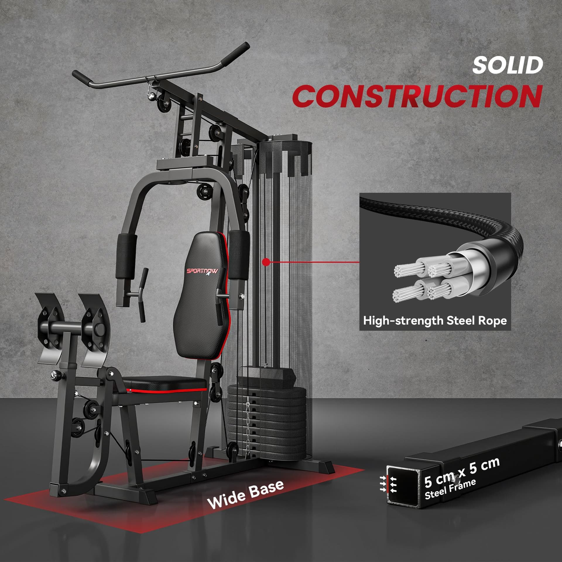 SPORTNOW Compact Home Gym System with 45kg – Bild 5