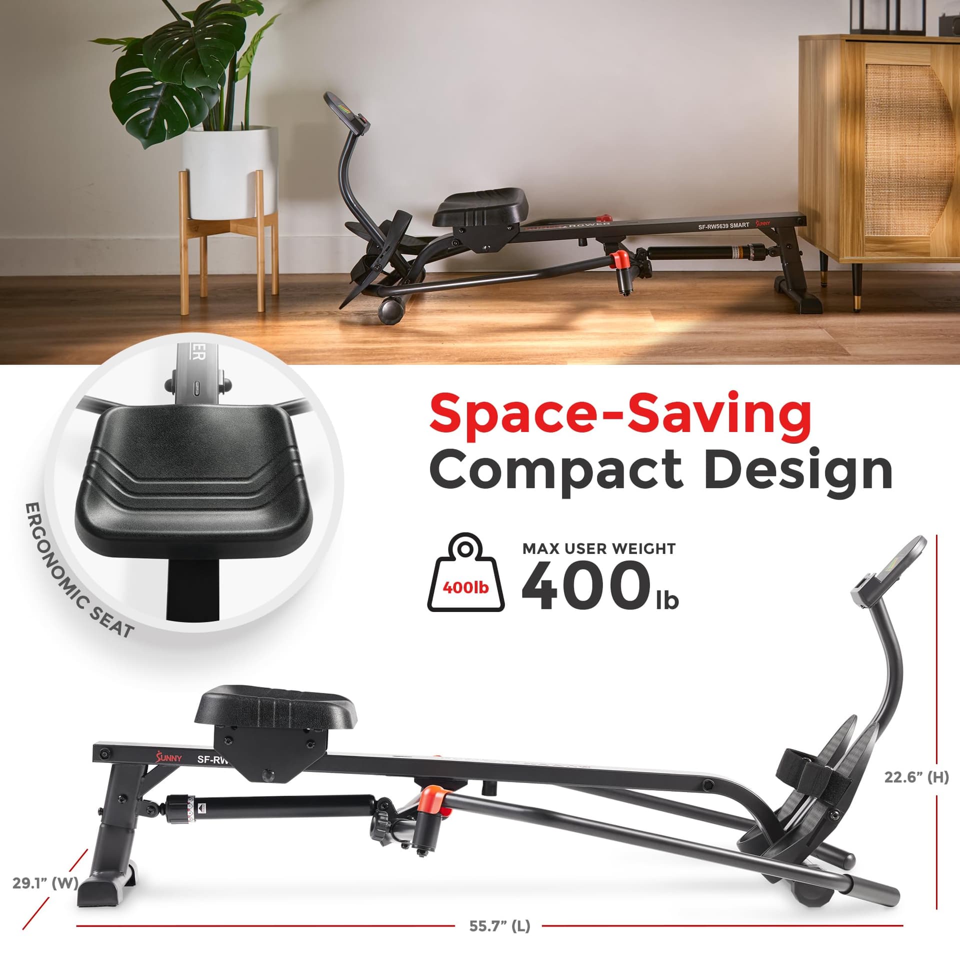 Sunny Health & Fitness Vogatore Smart Compact Full Motion – Bild 4