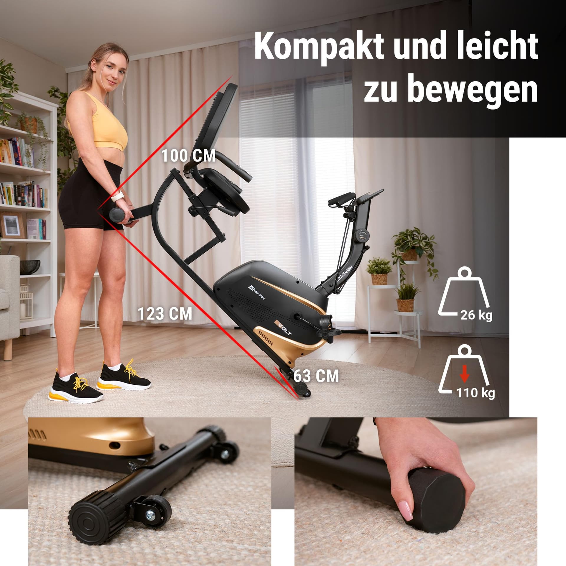 HS HOP-SPORT Hop-Sport Liegeergometer für zu Hause HS-045L – Bild 4
