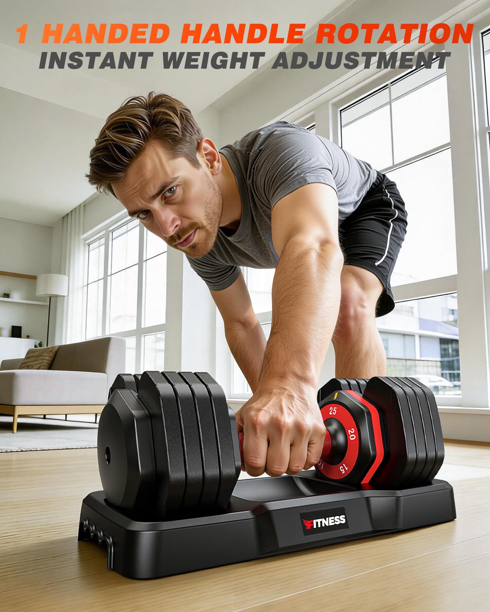 Rendpas Adjustable Dumbbell, 5-in-1/10-in-1, 25–55 lb – Bild 2