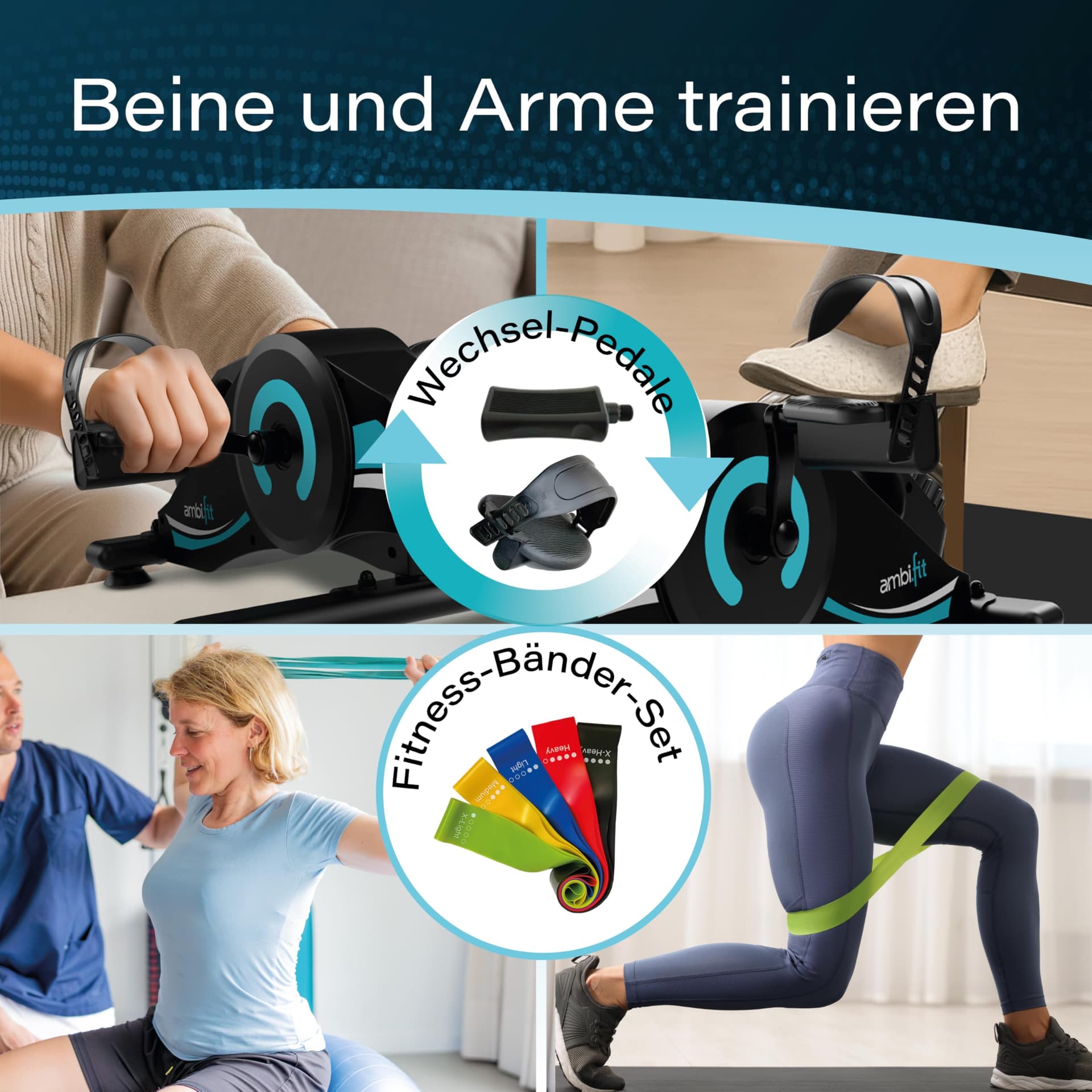 ambifit Pedaltrainer Ergometer Set [Magnetbremse & 16 – Bild 2