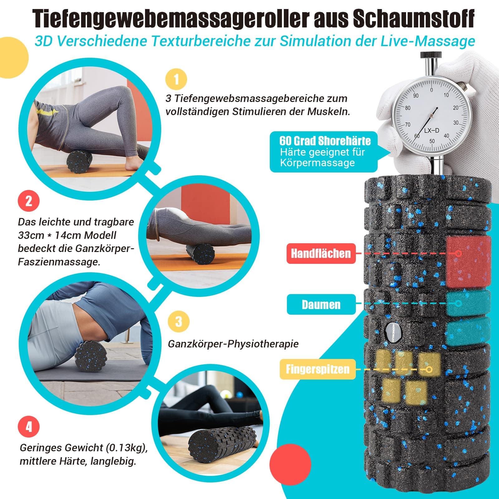 nooncrazy Faszienrolle mit 3D-Texturmassage – Bild 2