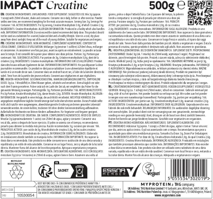 Myprotein Impact Pure Creatine Monohydrate Powder | 500g – Bild 6