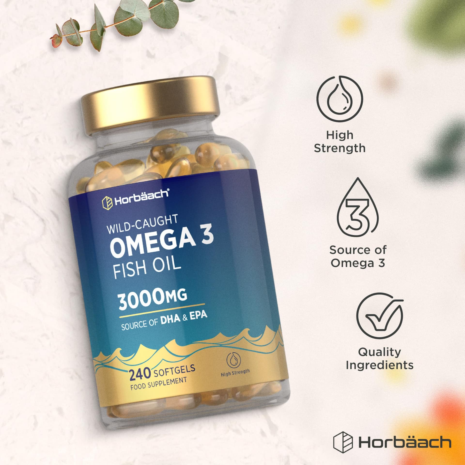 Horbäach Omega 3 Capsules High Strength Fish Oil – Bild 5