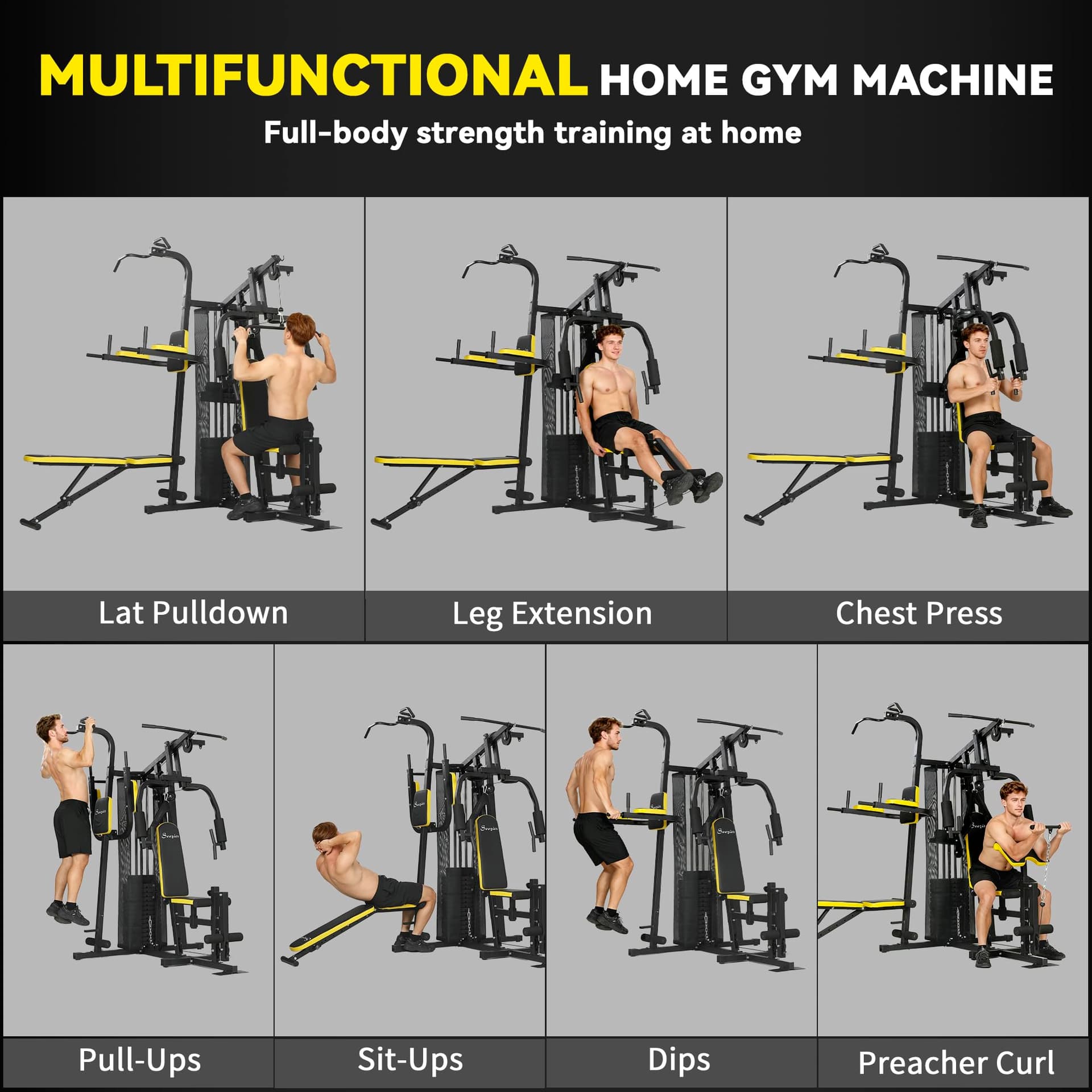 Soozier All-in-One Home Gym Machine System, Multifunctional Weight Machine with 152 lbs – Bild 3