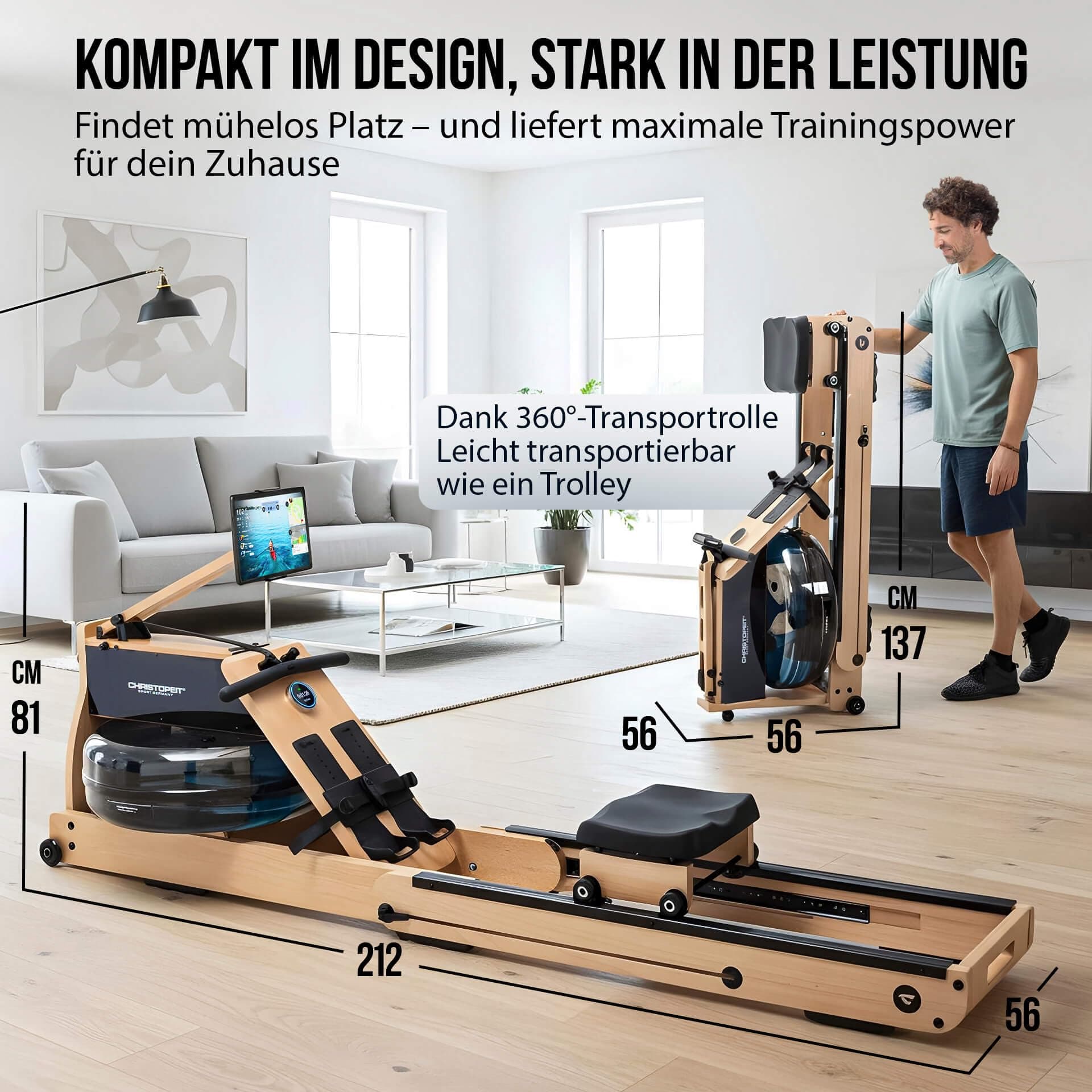 CHRISTOPEIT SPORT GERMANY Christopeit Wasserrudergerät klappbar für Zuhause – Bild 8
