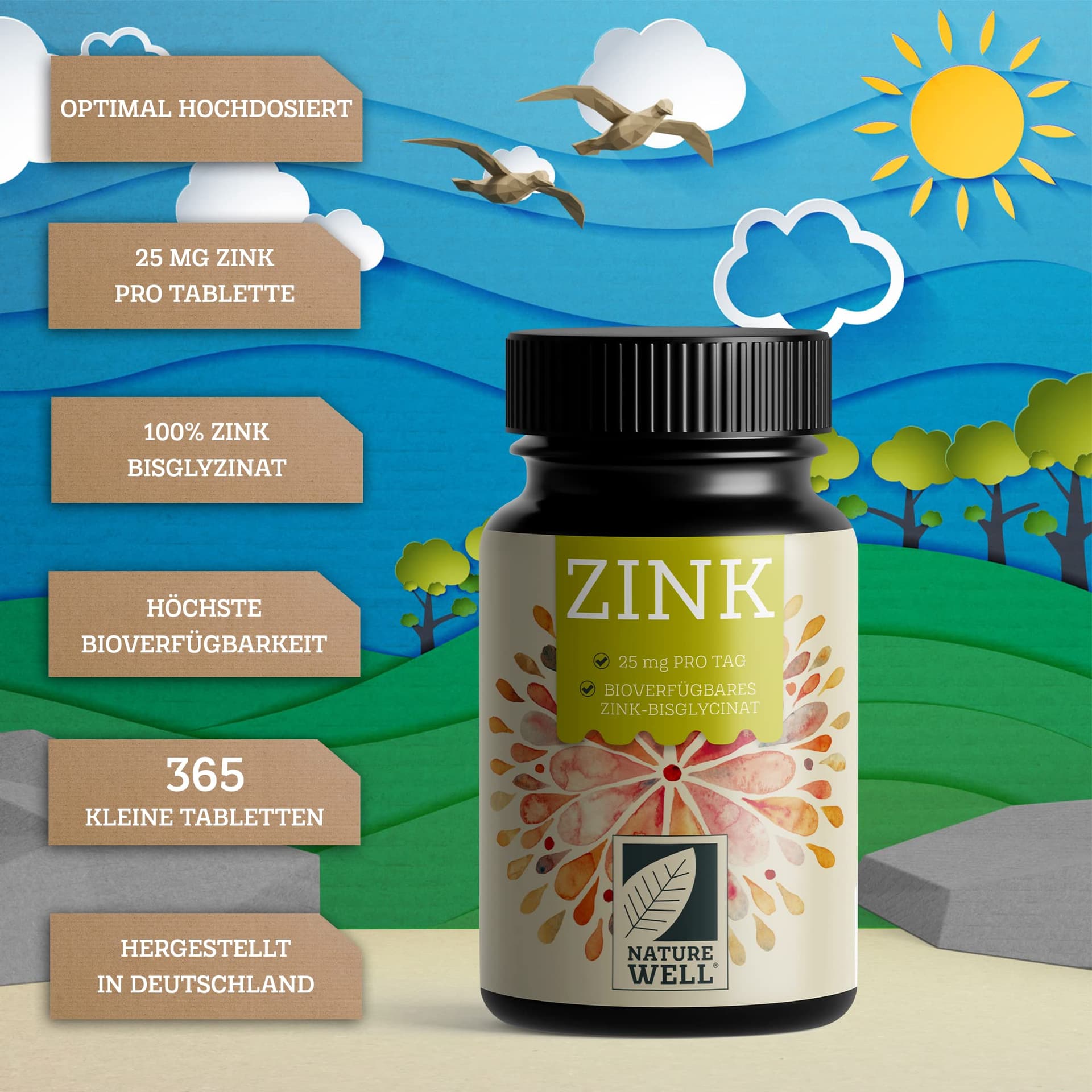 NatureWell Zink 25mg - 365 Tabletten – Bild 2