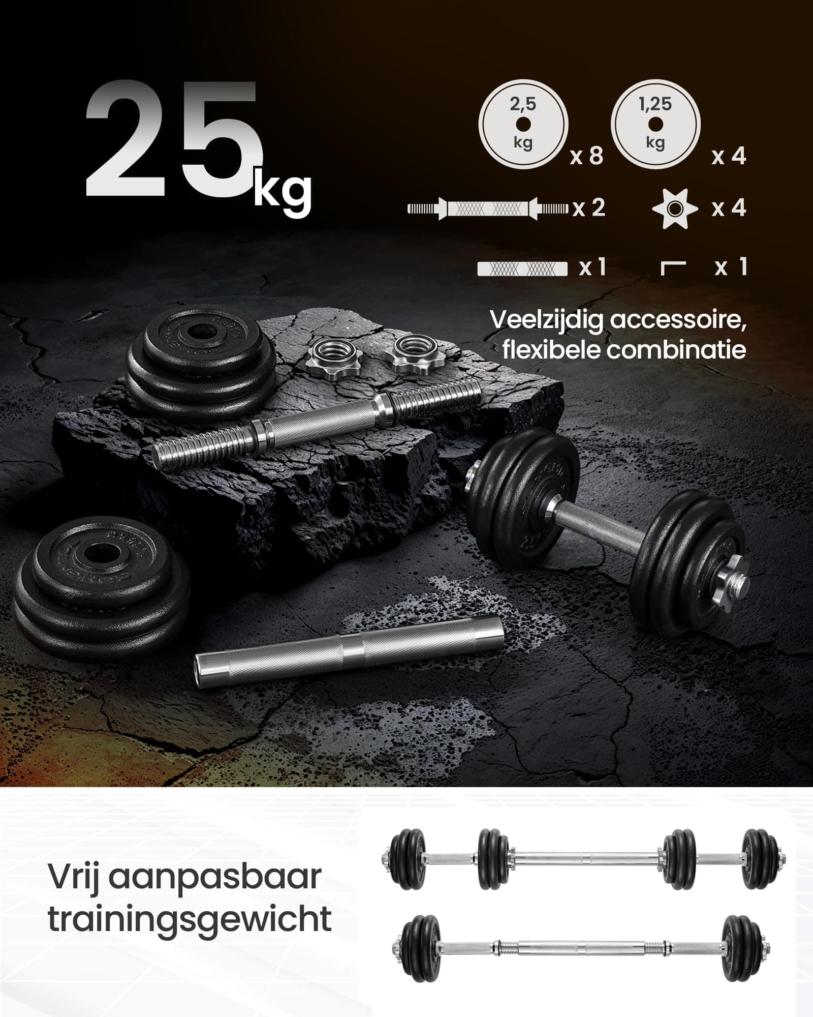 SONGMICS Halterset, Gietijzeren dumbbells, Verstelbare halterset, 30 kg – Bild 5