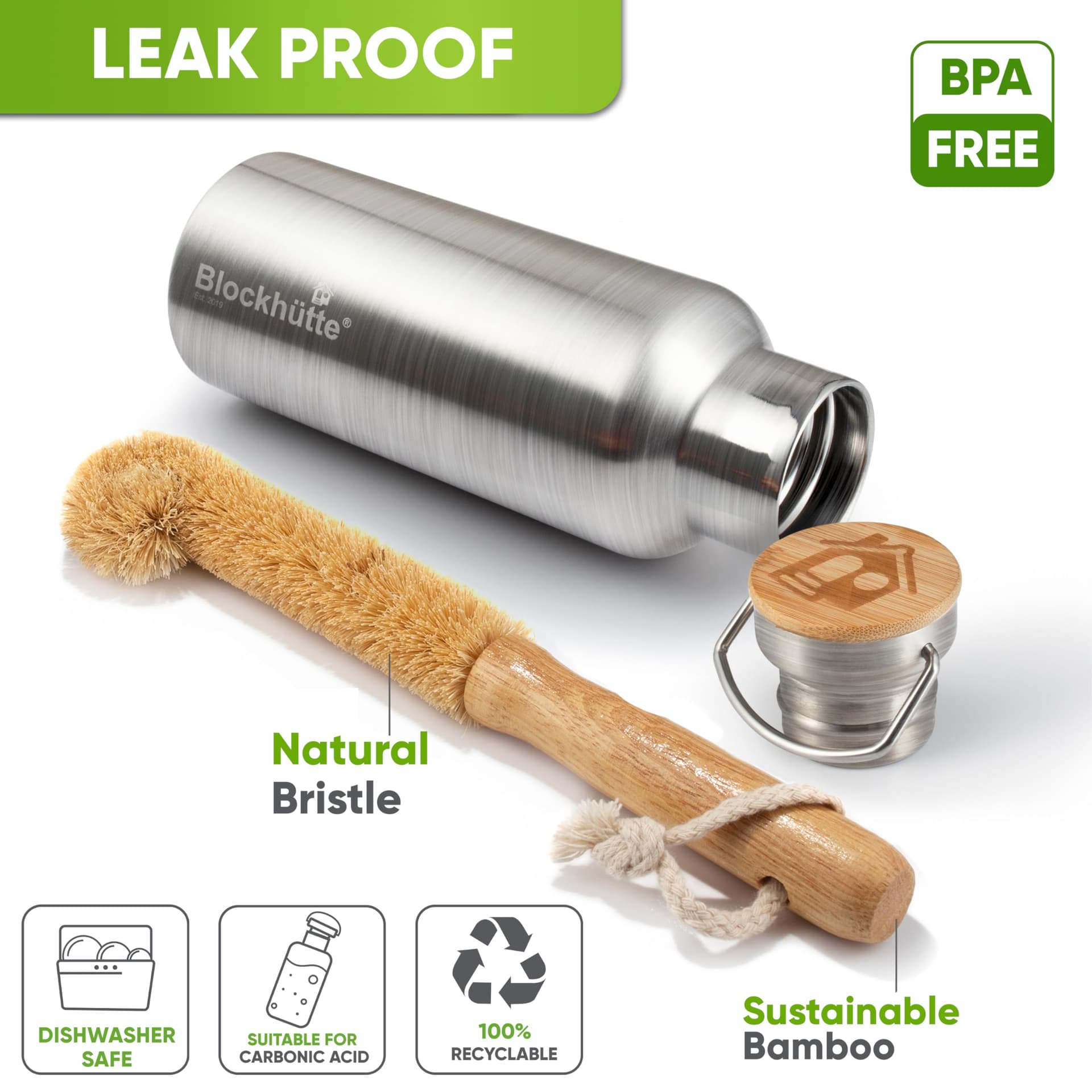Blockhütte Premium Edelstahl Trinkflasche isoliert I 750ml – Bild 3