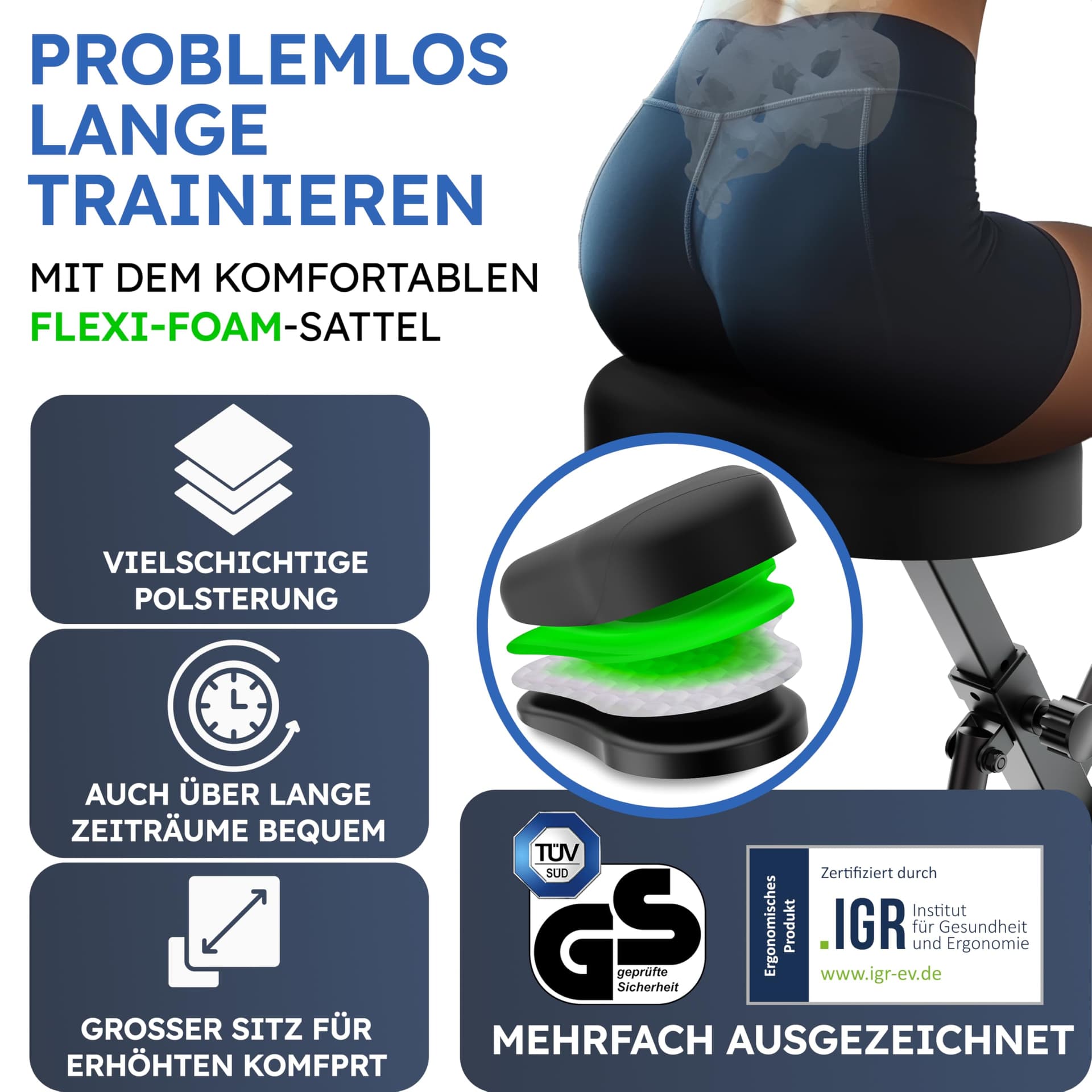 HELDENWERK Heimtrainer fahrrad Klappbar Set-extra bequem & leise- [FlexiFoam] bis 150KG – Bild 2